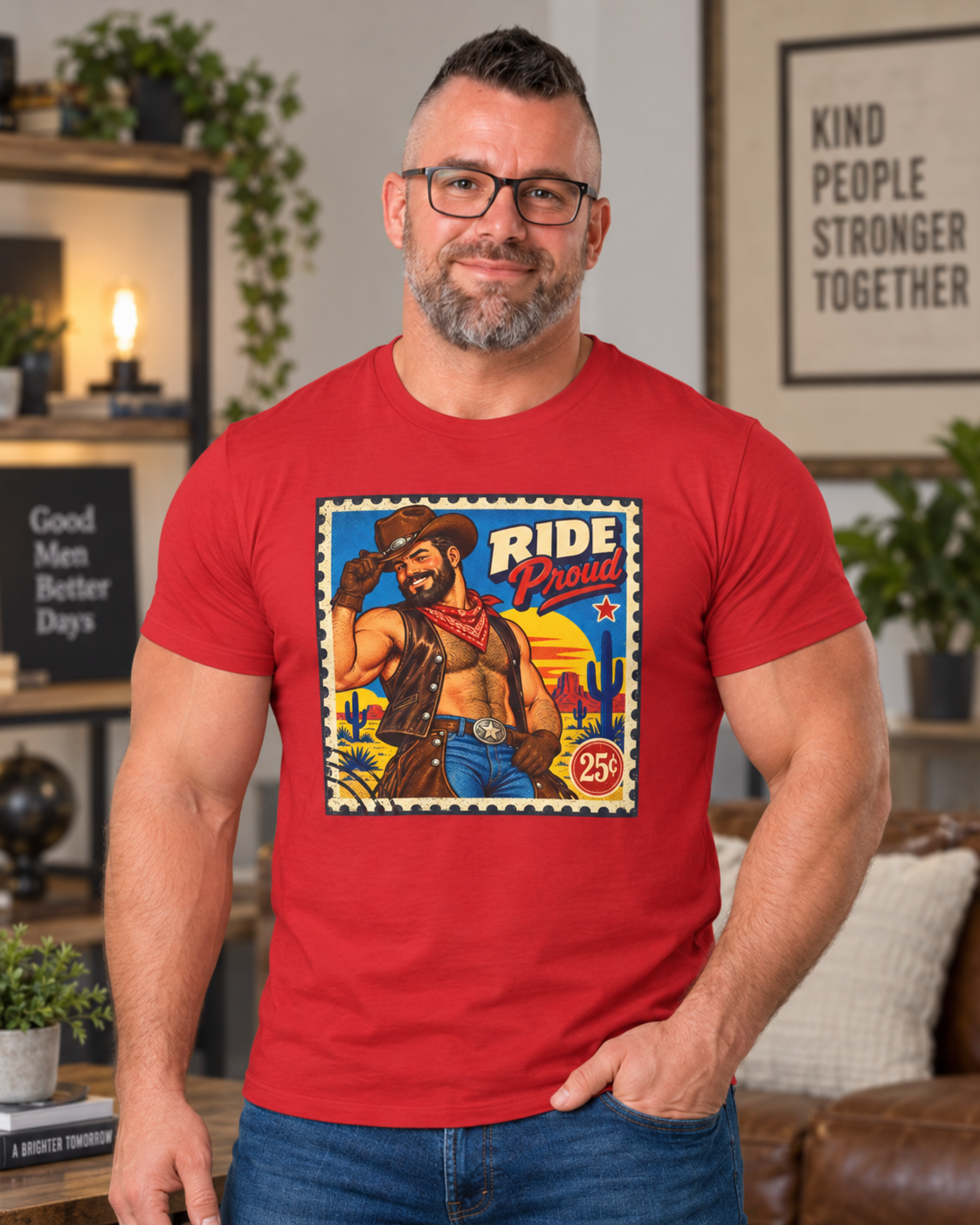 Gay Bear Shirt – Vintage Bear Pride Pin-Up T-Shirt, Retro Postage Stamp Art, LGBTQ Bear Culture Tee.