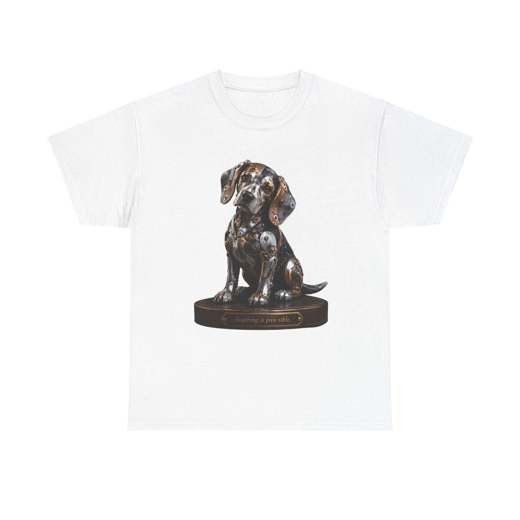 Beagle Tee – Cute Sitting Puppy Graphic T-Shirt. Beagle Puppy sitting on a trophy stand.