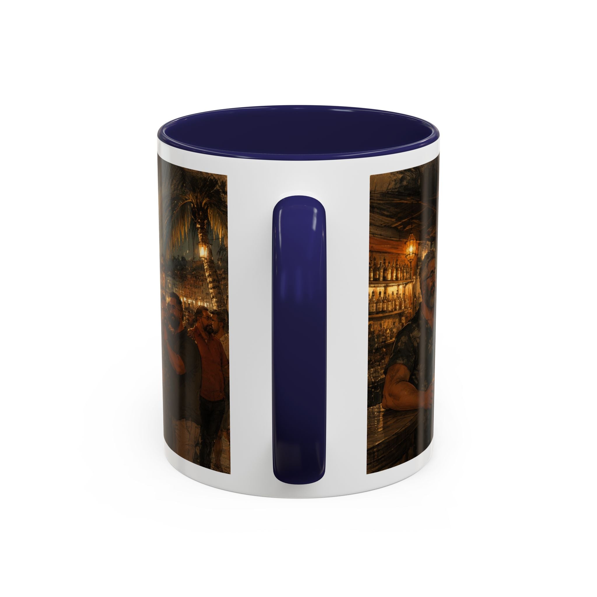 Tropical Night Market Coffee Mug — Moonlit Street Scene Accent Mug (11/15oz) This is a Bear community Bear event coffee Mug.