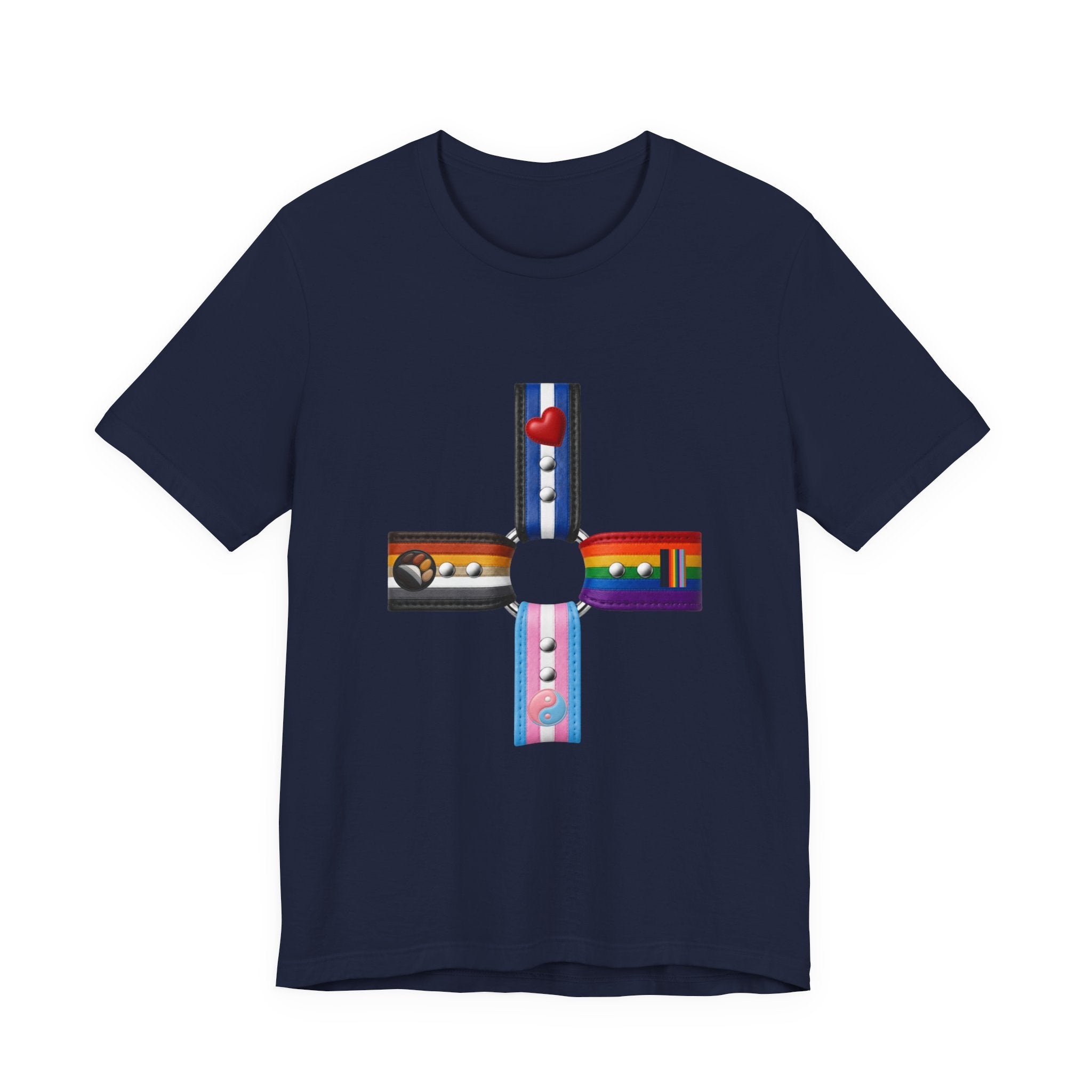 Cross of Pride T‑Shirt — LGBTQ+ Flag Collage Tee