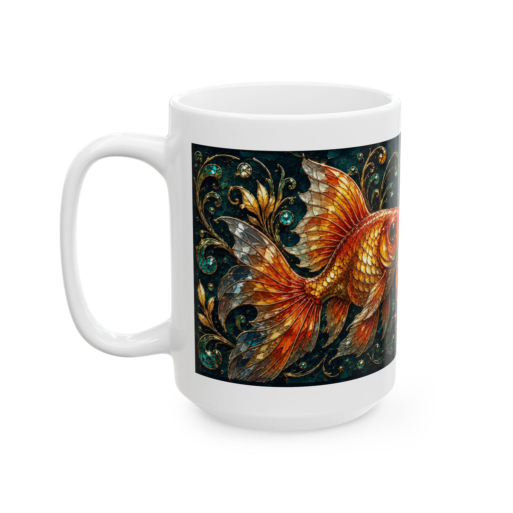 Goldfish Ceramic Mug — "Life Is Better With Goldfish" Artistic Coffee Cup