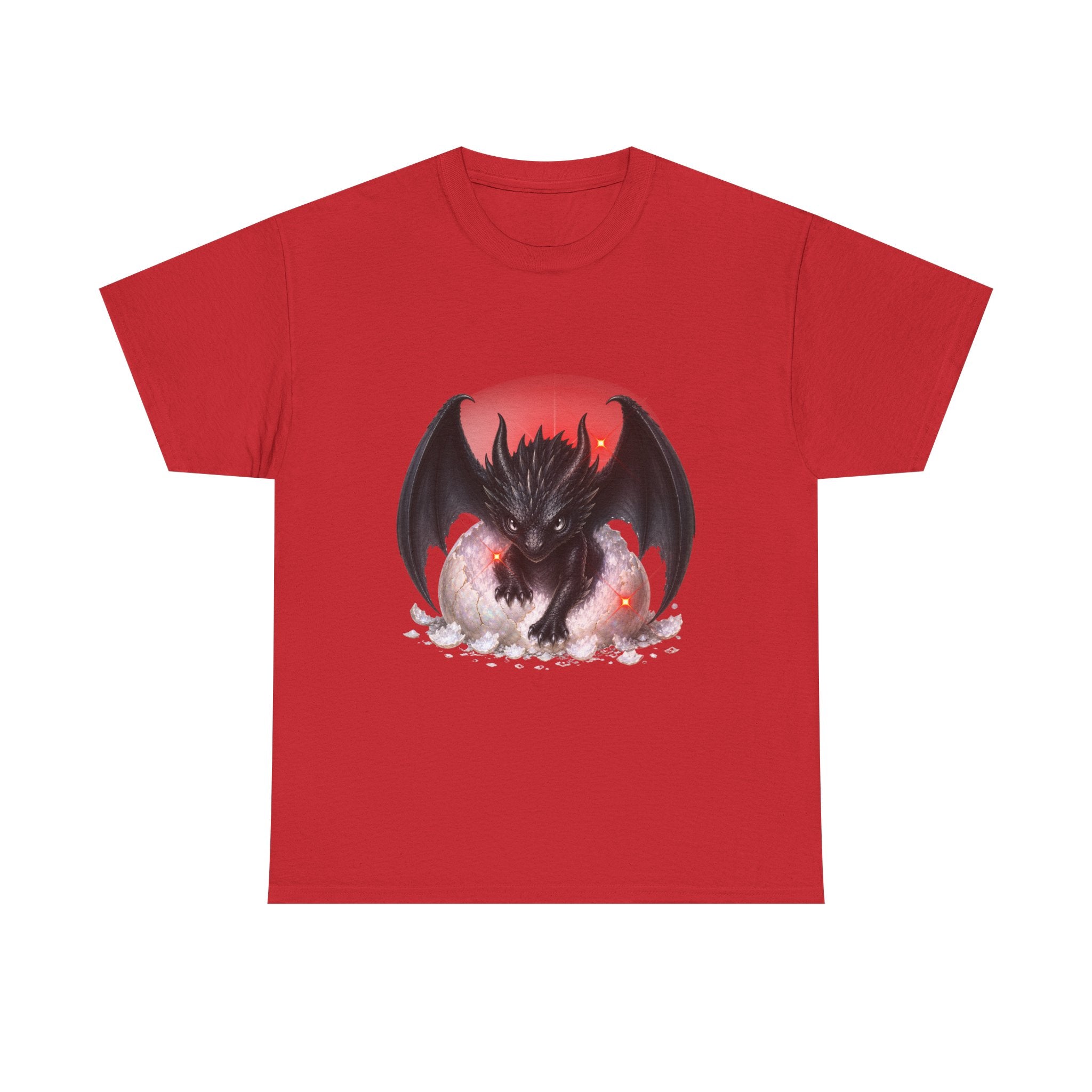 Dragon Hatchling T‑Shirt — Cute Black Baby Dragon Emerging from Egg Graphic Tee