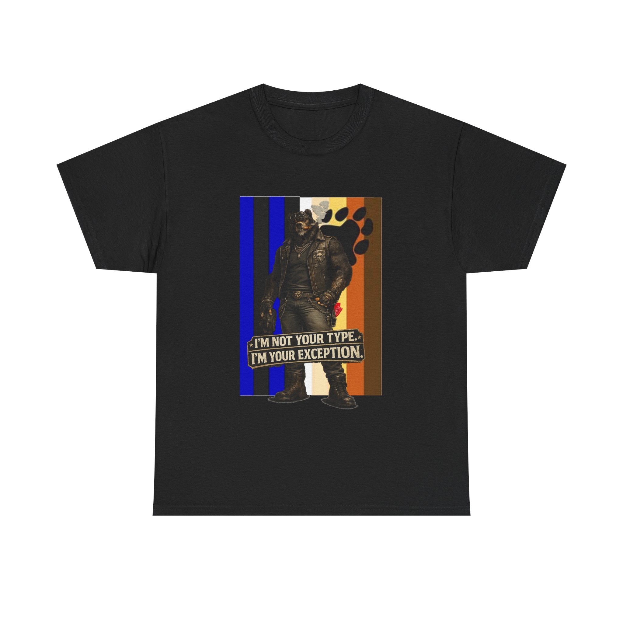 I'm Not Your Type — Graphic Tee (Bold Stripes & Wolf Silhouette)