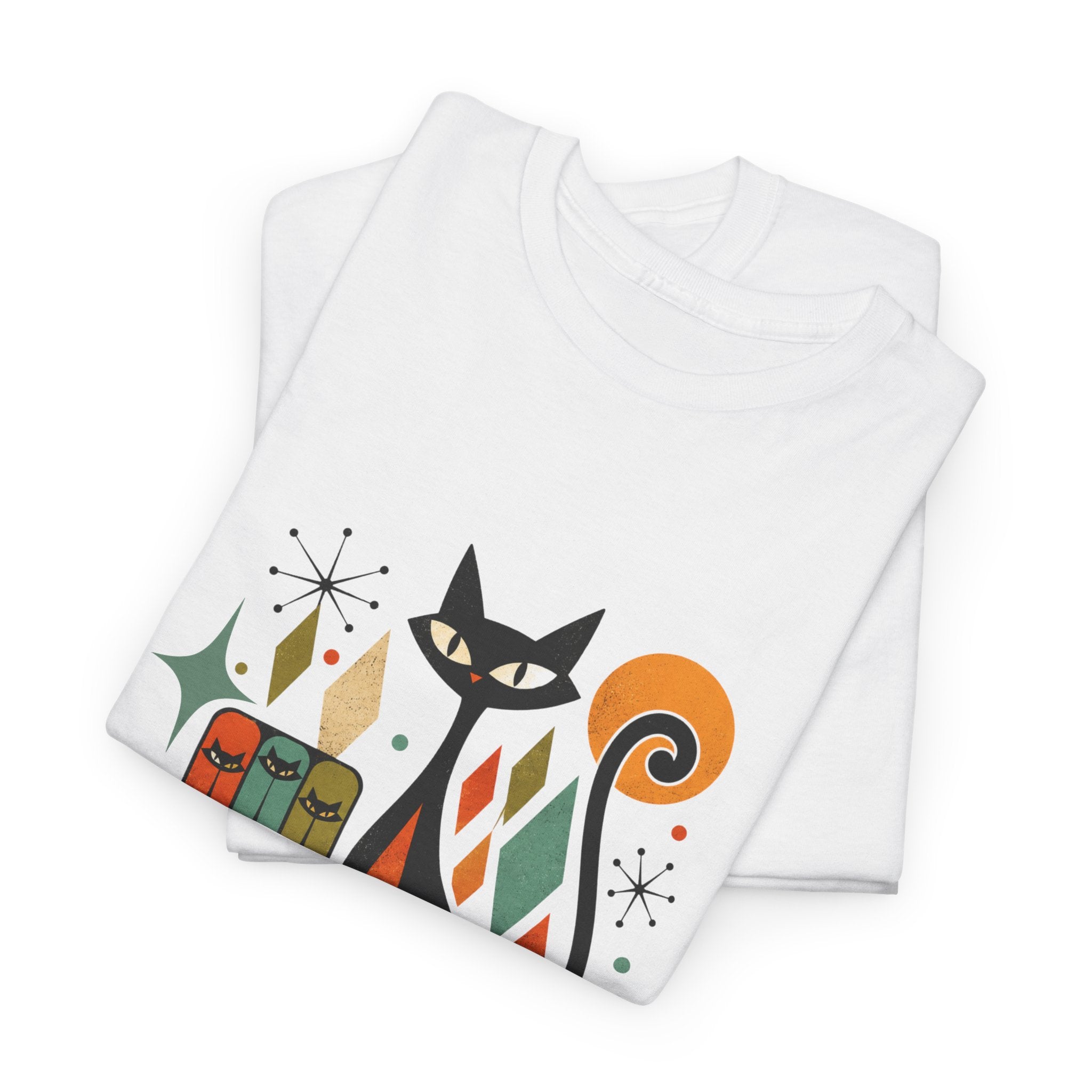 Cat T-Shirt — "Cattitude Over Everything" Retro Mid-Century Cat Tee