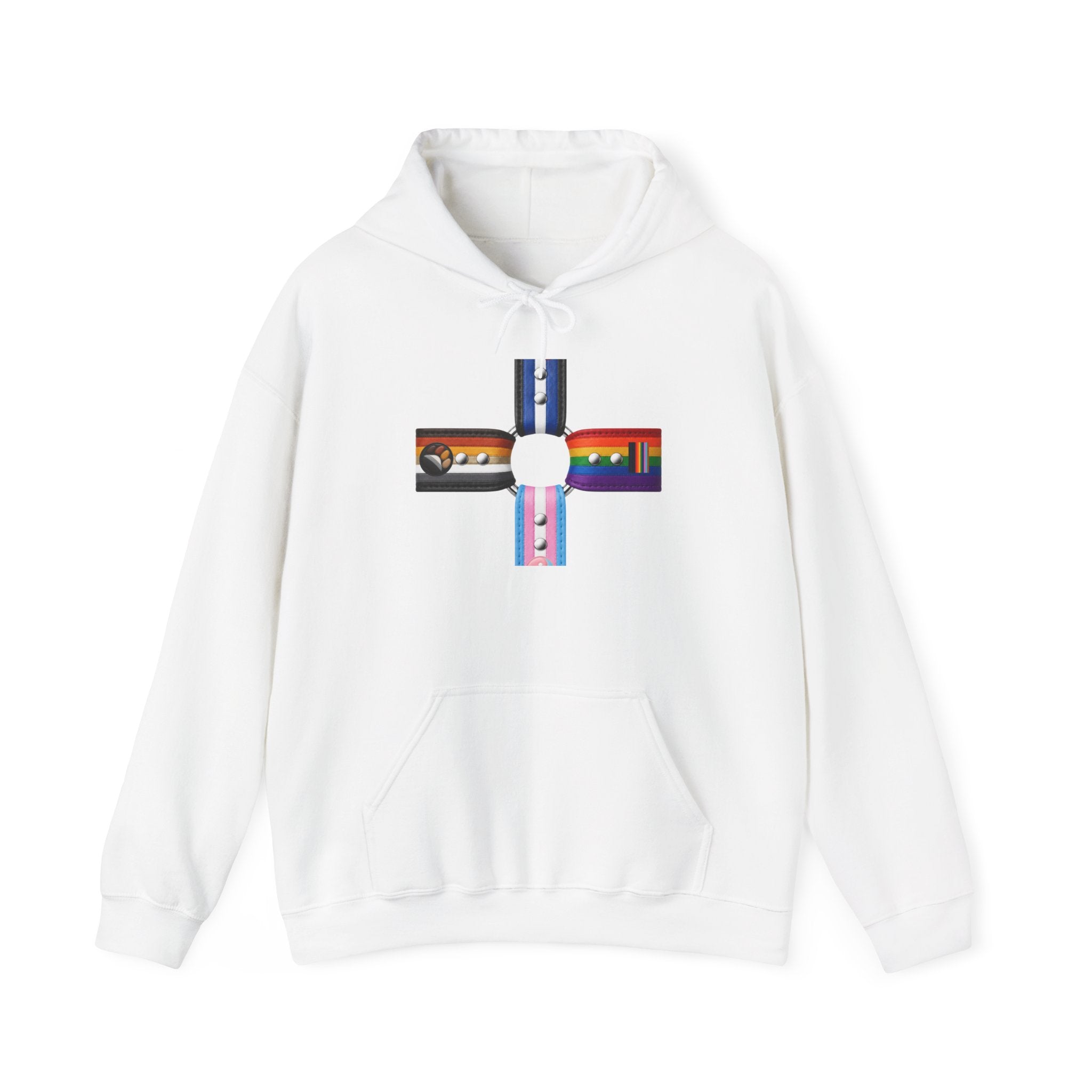 Hoodie — Inclusive Pride Flag Cross Design
