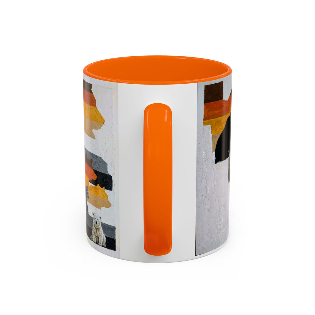 Bear Silhouette Accent Coffee Mug — Sunset Mountain Wildlife Design (11/15oz) Bear Pride. Leather man pride. Bears in leather.