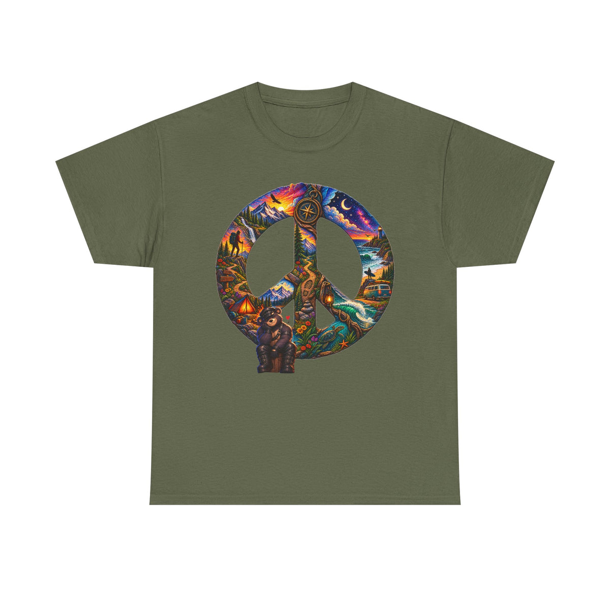 Peace Sign T‑Shirt — Psychedelic Nature Peace Symbol Tee