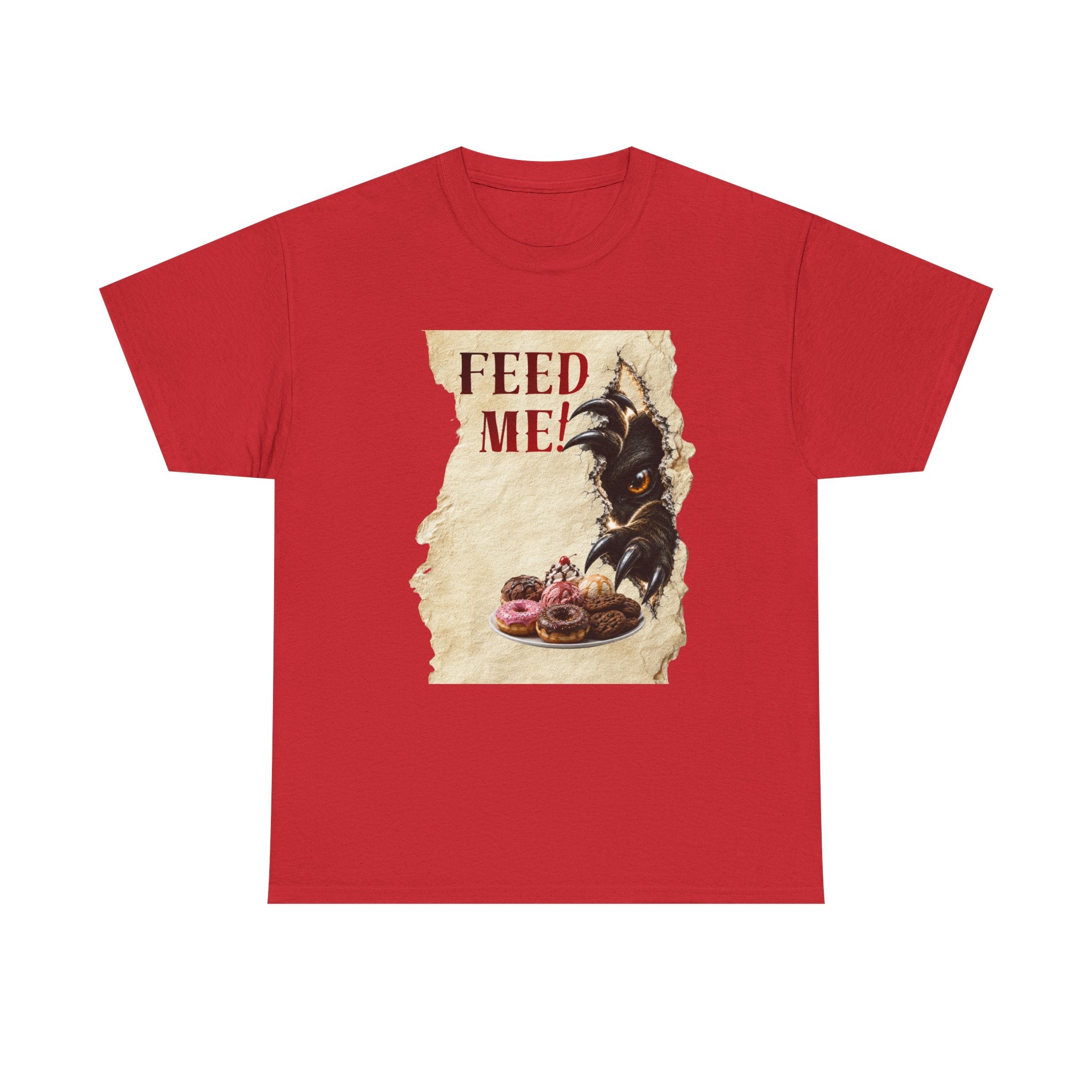Funny Hangry feed me shirt. Hungry beast breaking out for sweets