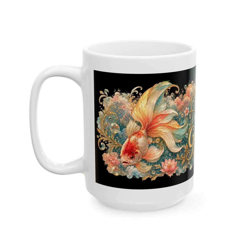 Just One More Goldfish Ceramic Mug — Vintage Koi Fish Coffee Cup (11oz/15oz)
