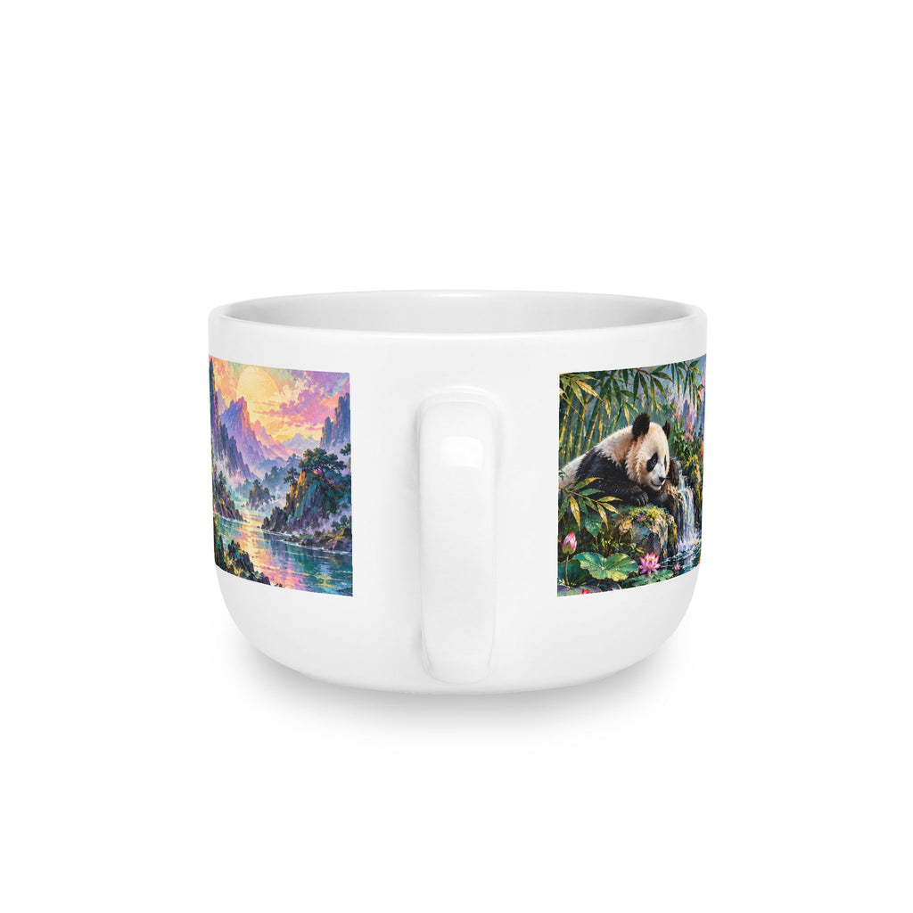 Panda Meadow Ceramic Latte Mug — 25oz Scenic Nature Coffee Cup