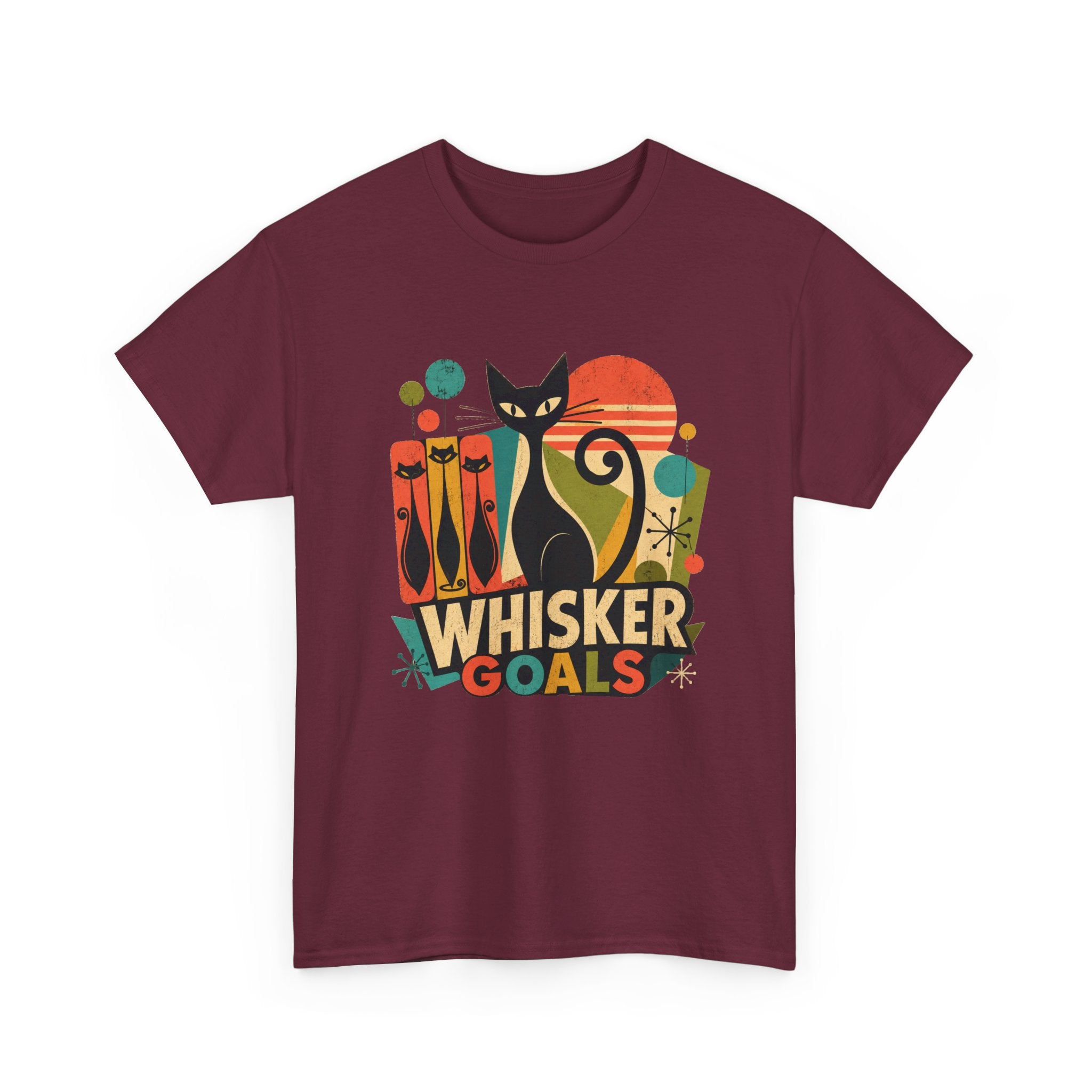 Cat T-Shirt — Whisker Goals Retro Graphic Tee. Best Mod Tangent Cat t-shirt
