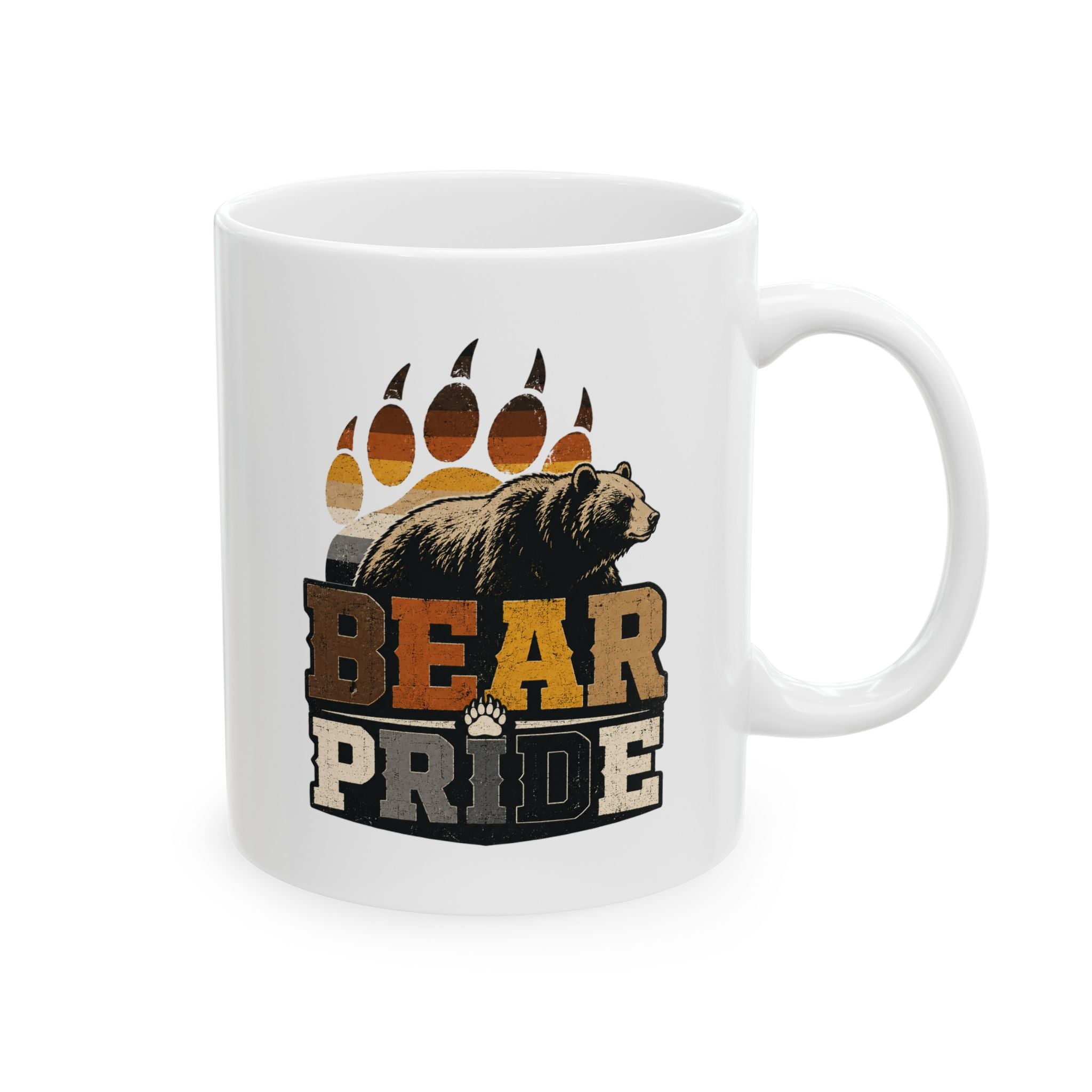 Retro Camper Coffee Mug – 'Campfire' Vintage Outdoor Camping Ceramic Mug (11oz/15oz) Bear Pride. LGBTQ pride mug. Bear Pride Mug.