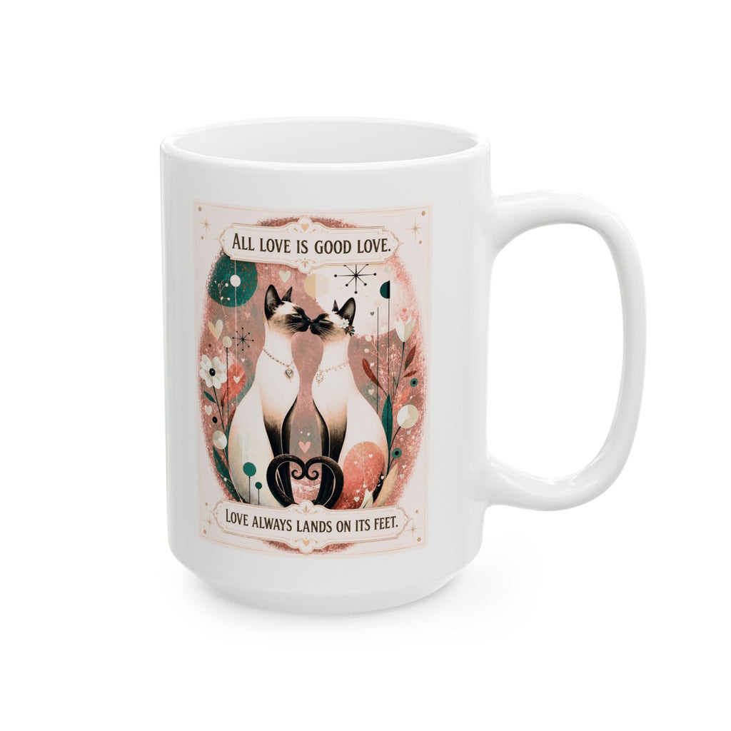 Floral Mama Ceramic Mug — 'Mama' Script Coffee Cup (11oz & 15oz) Siamese cat lovers
