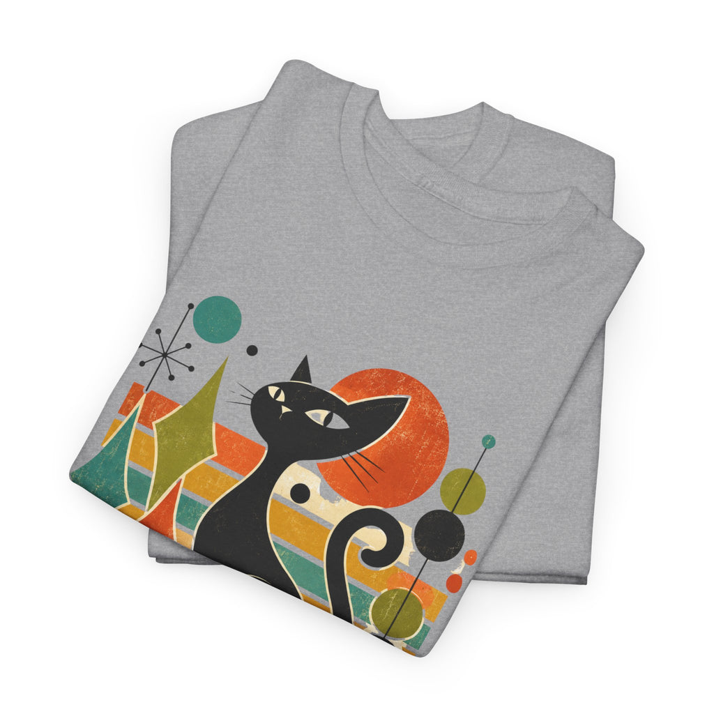Cat T-Shirt — "Meow or Never" Retro Cat Graphic Tee. Tangentsies Cat Mod t=shirt