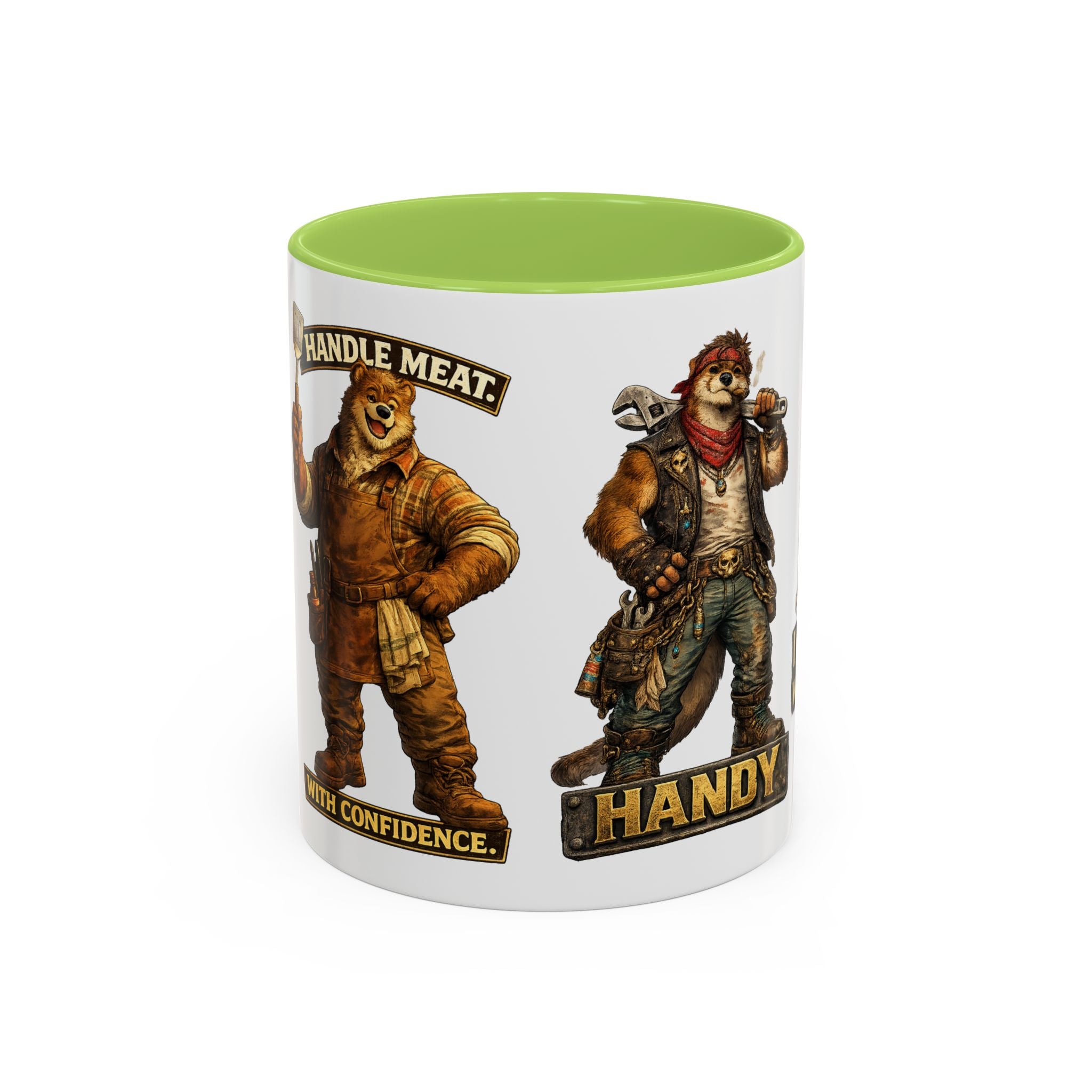 Handy Bear Mechanics Coffee Mug — "I Fix Things, Want a Tune-Up?" Accent Ceramic Mug