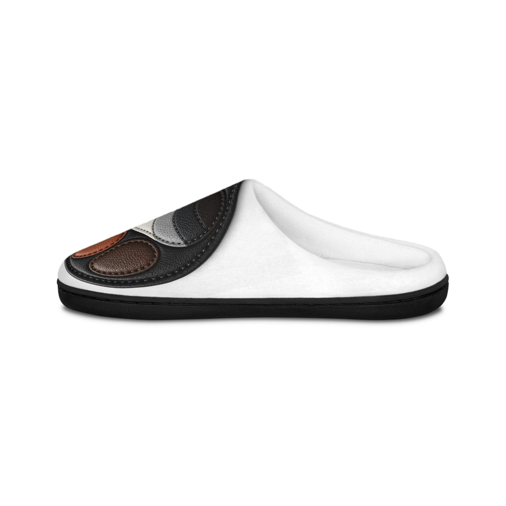 Men's Slippers with Leather Paw Patch — Cozy Indoor House Shoes