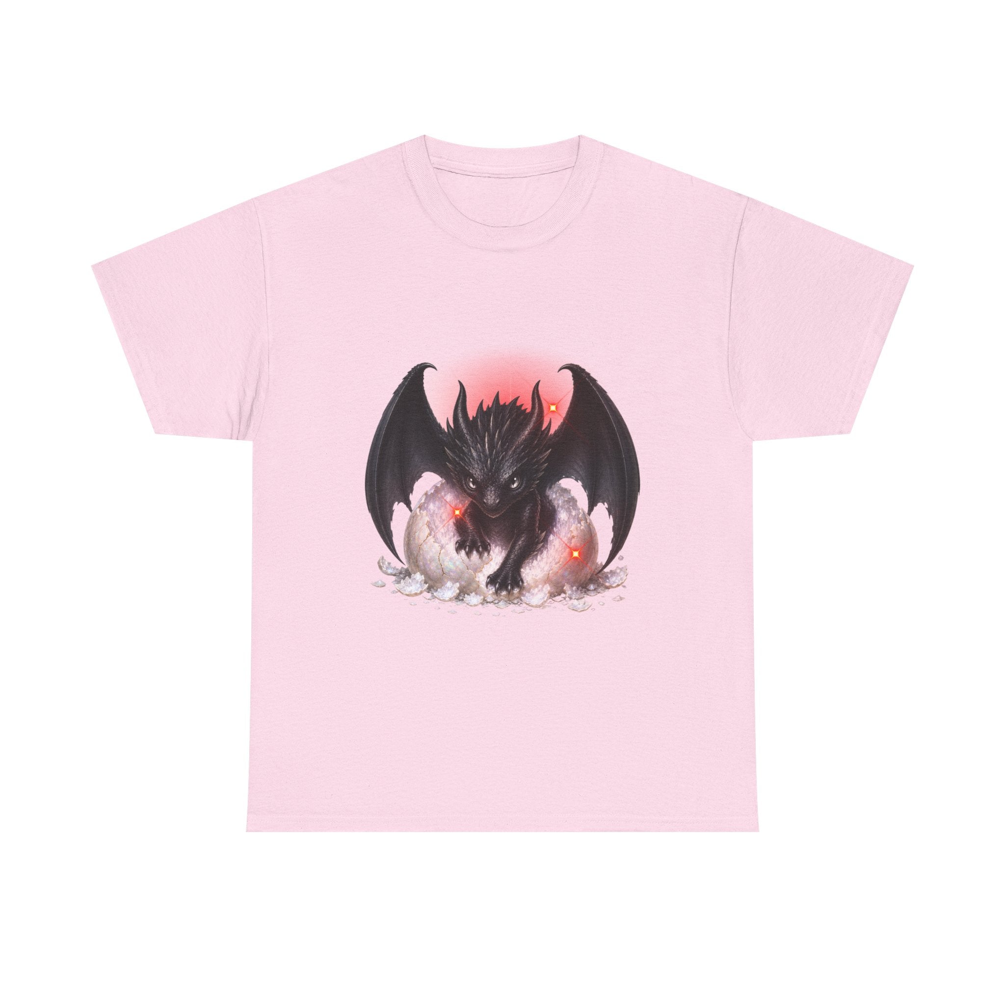 Dragon Hatchling T‑Shirt — Cute Black Baby Dragon Emerging from Egg Graphic Tee