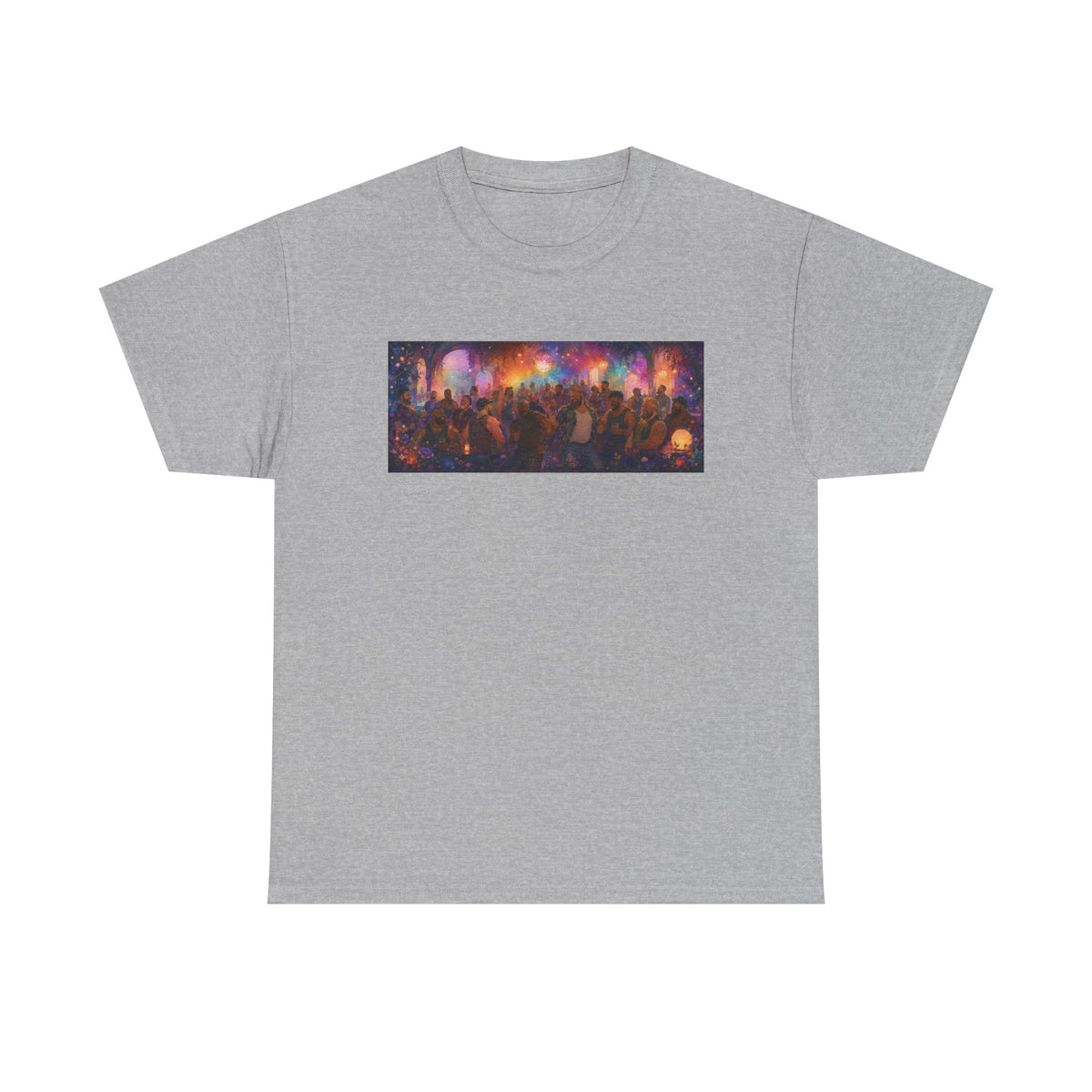 Festival Crowd Sunset Bear Party Graphic Tee. Bears dancing the night away.