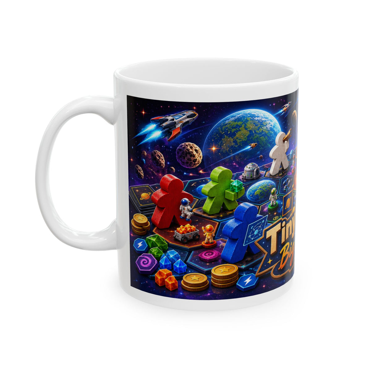 Tiny Wooden Big Strategy Board Game Ceramic Mug — Gamer Coffee Cup (11oz/15oz)