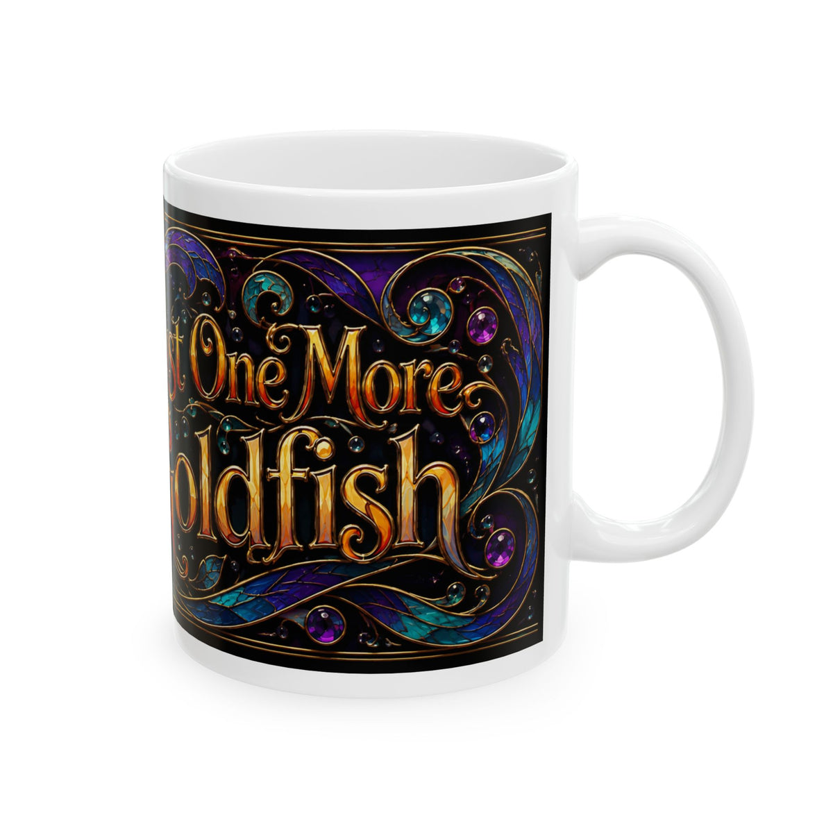 Just One Goldfish Ceramic Mug — Colorful Vintage Fish Design (11oz, 15oz)