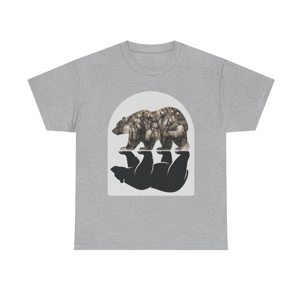 Bear man's shirt. Bear Reflection Graphic Tee — Vintage Wildlife Silhouette T-Shirt