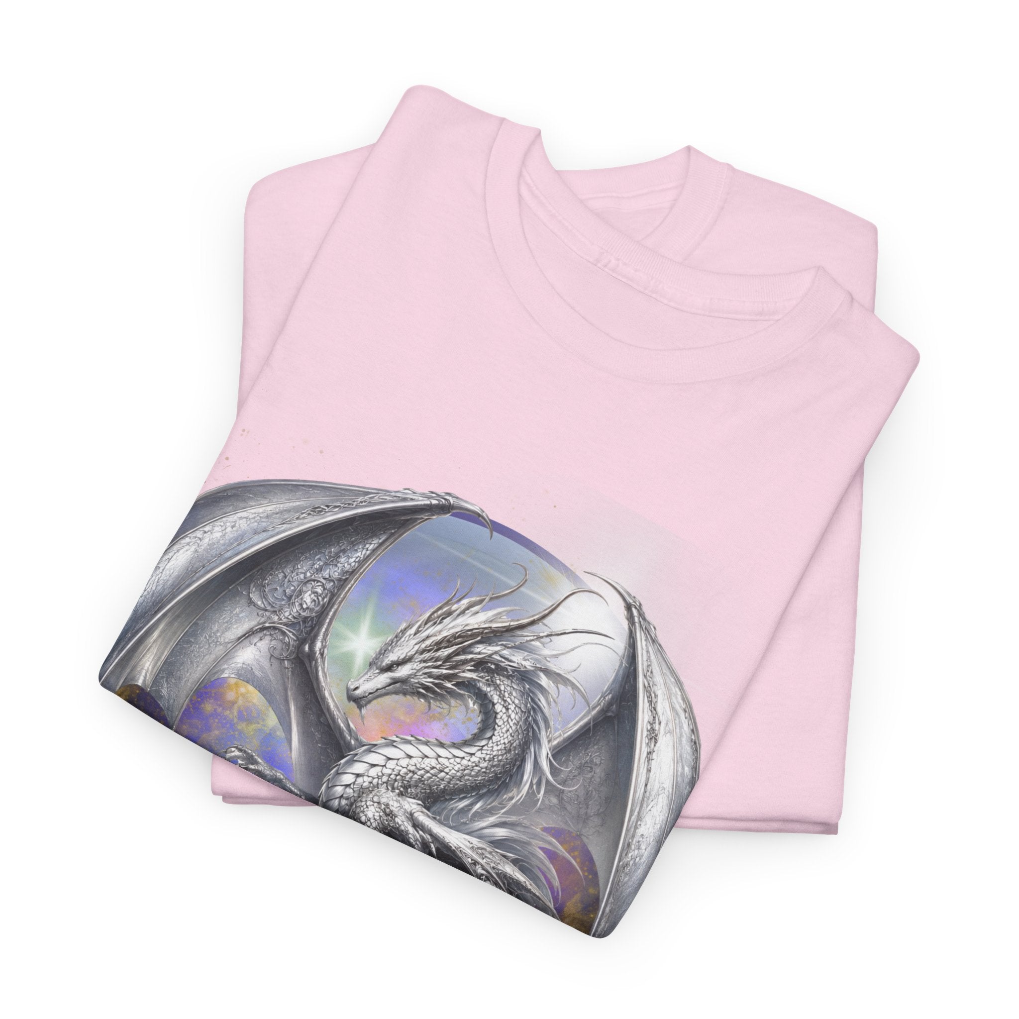 Dragon Circle T-Shirt — Mystic Silver Fantasy Dragon Graphic Tee Silver dragon. Majestic dragon. The best dragon t-shirt.