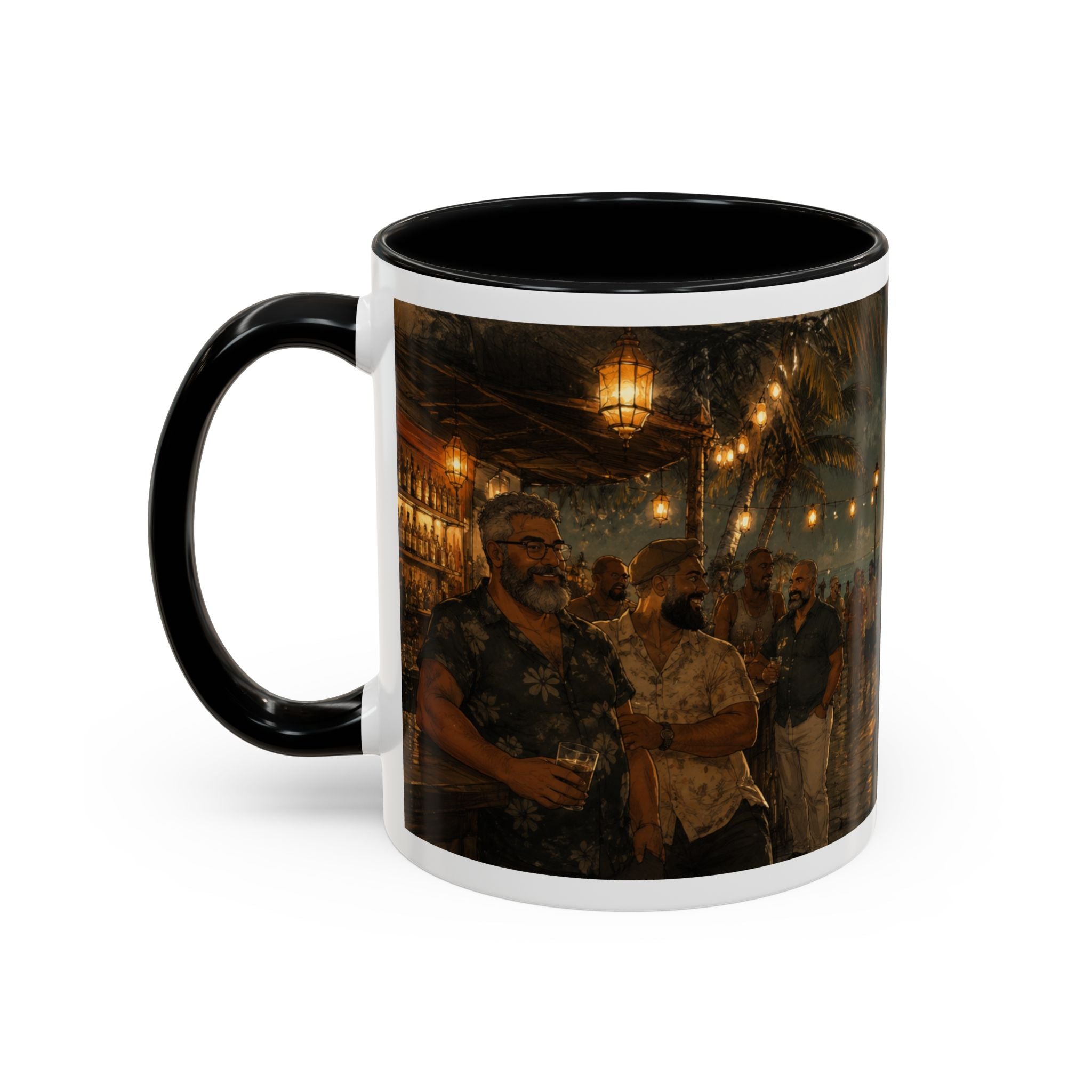 Tropical Night Market Coffee Mug — Moonlit Street Scene Accent Mug (11/15oz) This is a Bear community Bear event coffee Mug.