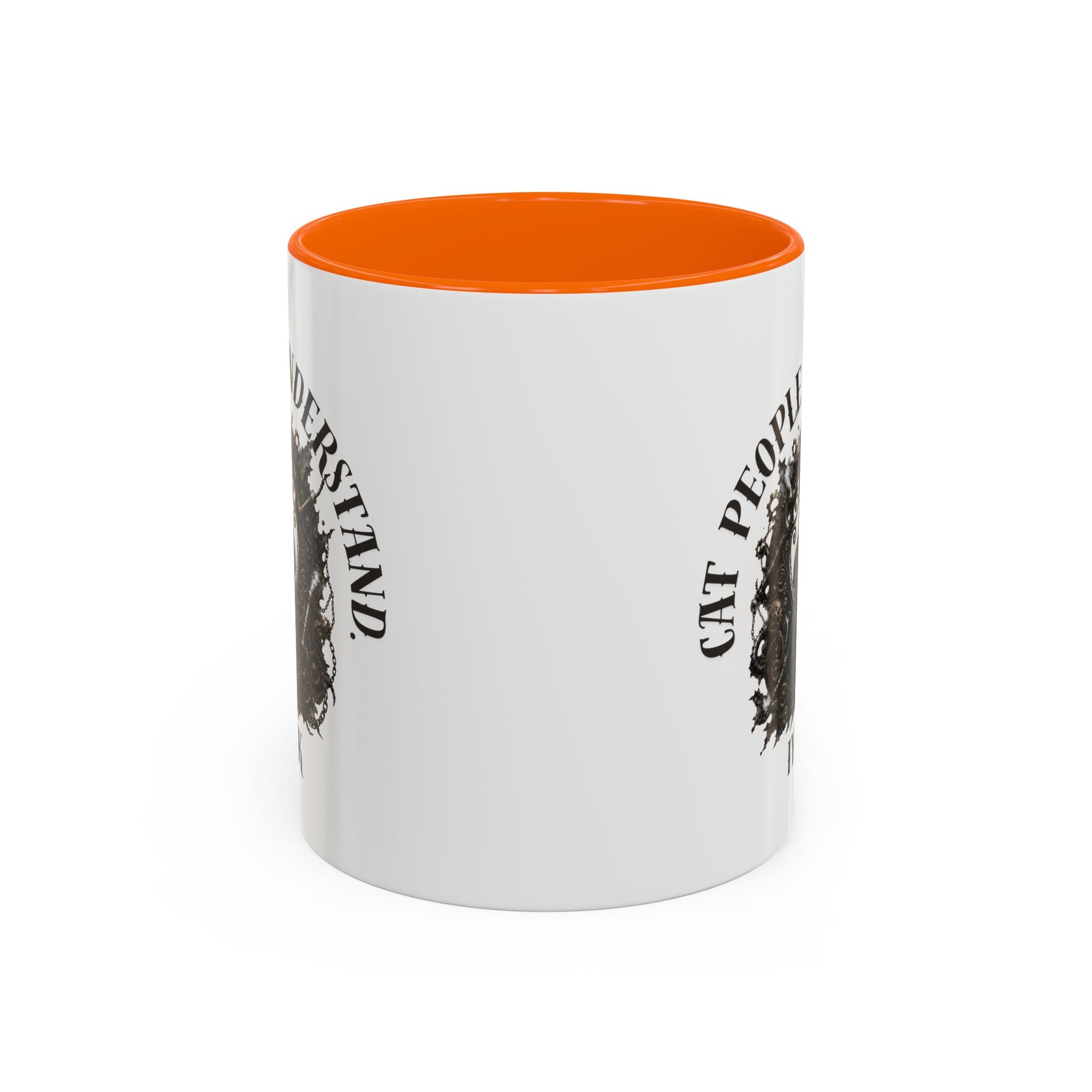 Cat People Understand Accent Mug — 'IYKYK' Black-Trim Coffee Cup. Cat lovers. Cat people. Cat mug.