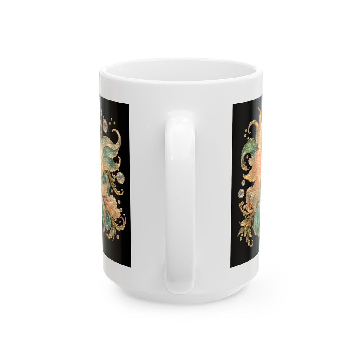 Fancy Goldfish Club Ceramic Mug — Vintage Floral Aquarium Design (11oz & 15oz)