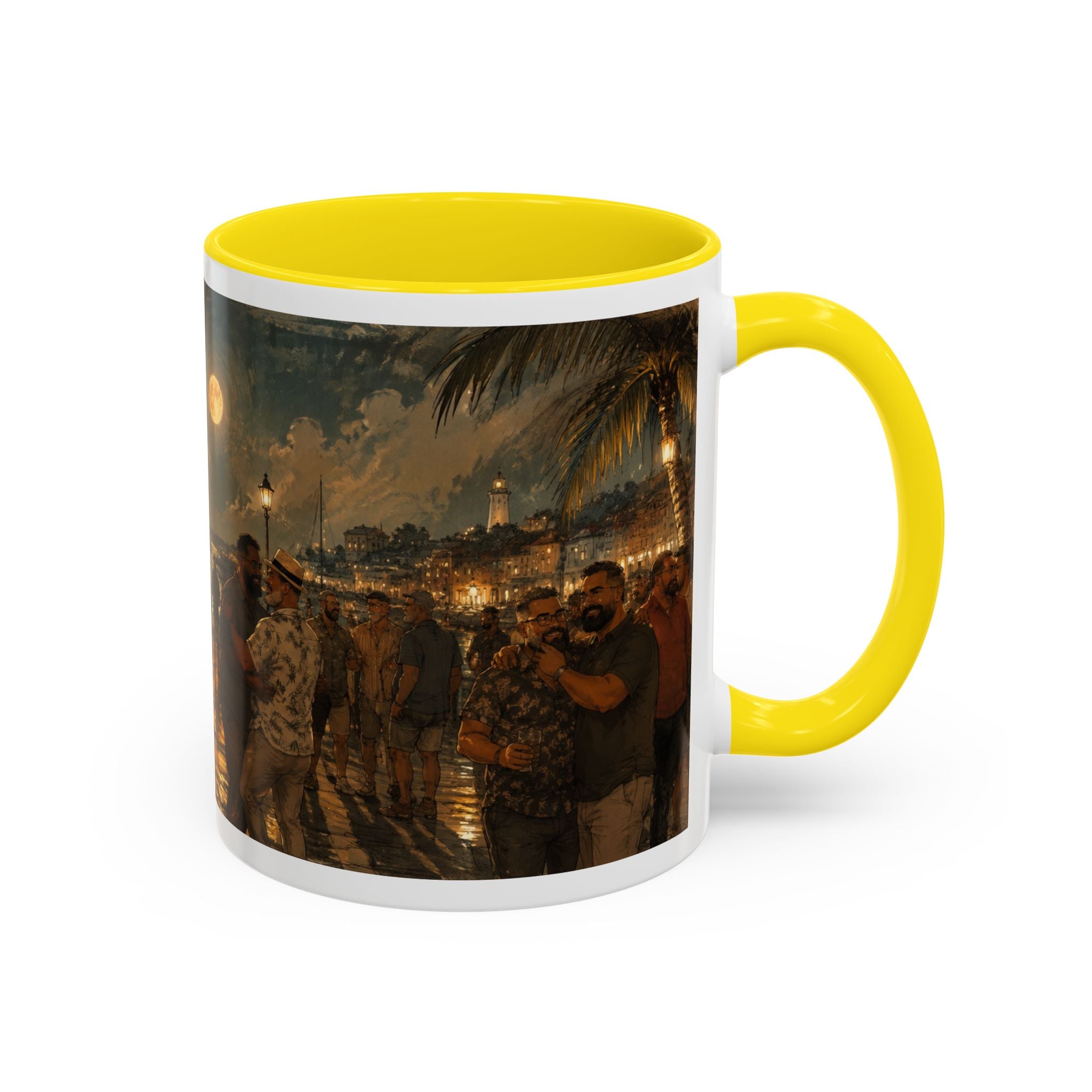 Tropical Night Market Coffee Mug — Moonlit Street Scene Accent Mug (11/15oz) This is a Bear community Bear event coffee Mug.