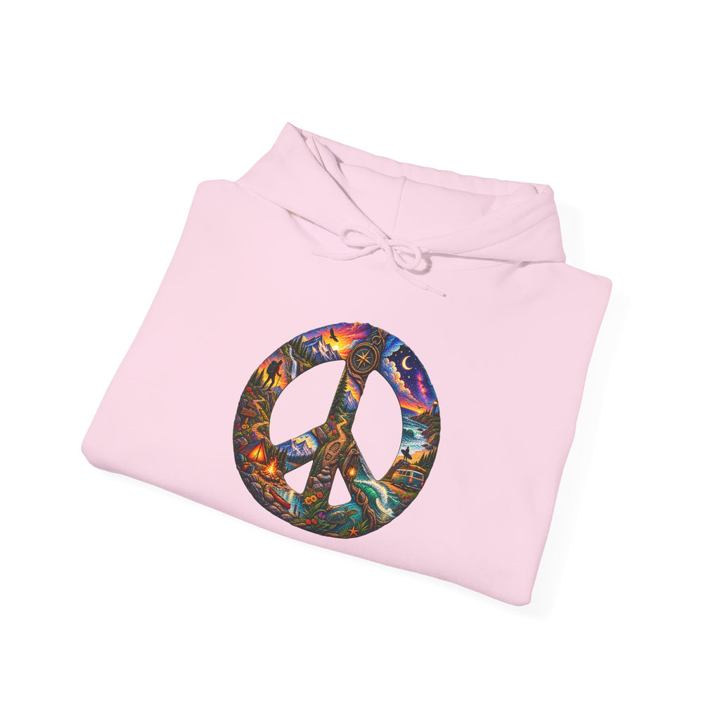 Floral Peace Symbol Hoodie — Psychedelic Boho Graphic Pullover
