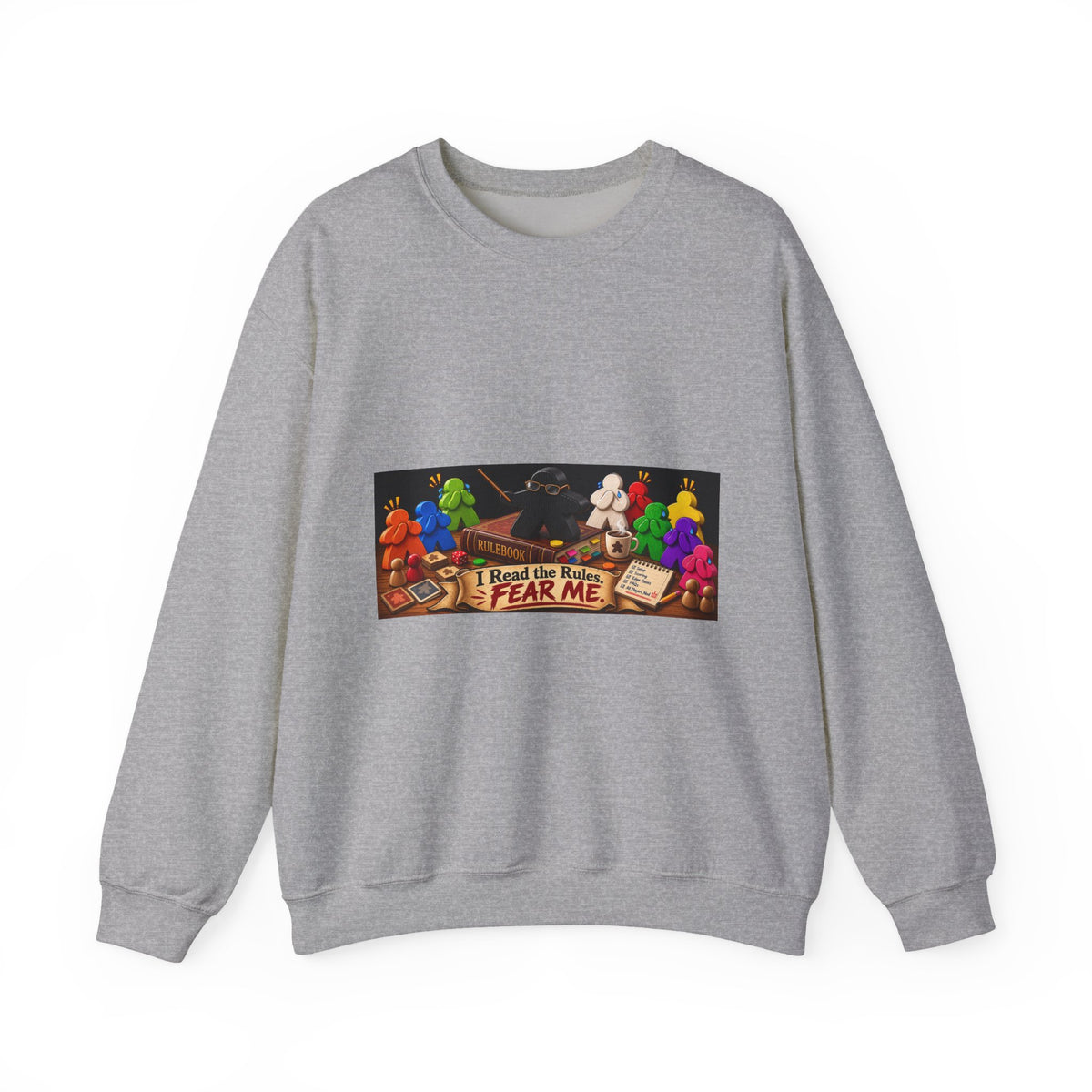 Crewneck Sweatshirt — "I Read the Rules, Fear Me" Among Us Gaming Graphic