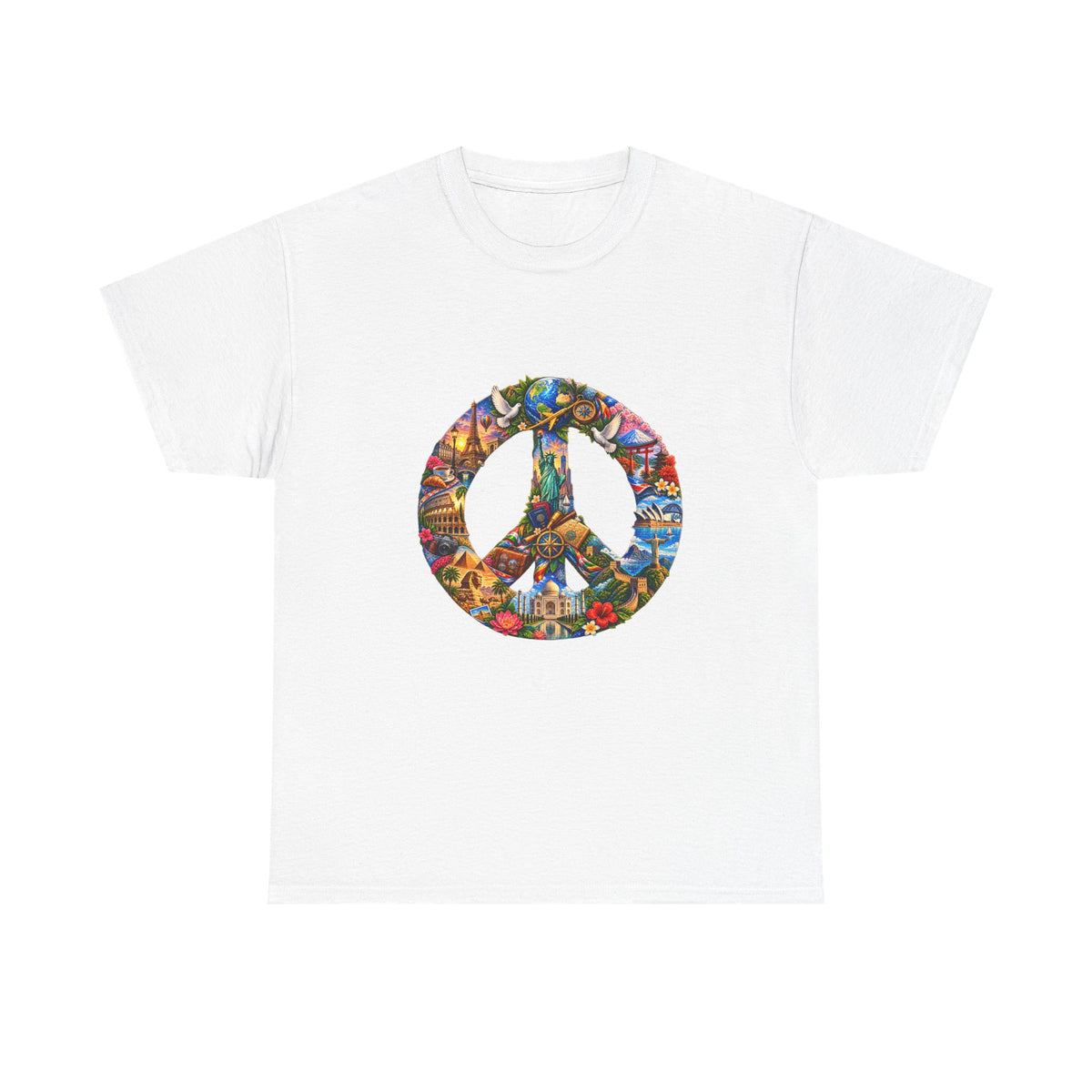 Peace Sign Graphic Tee — Colorful Psychedelic Peace Symbol T-Shirt. World Peace shirt