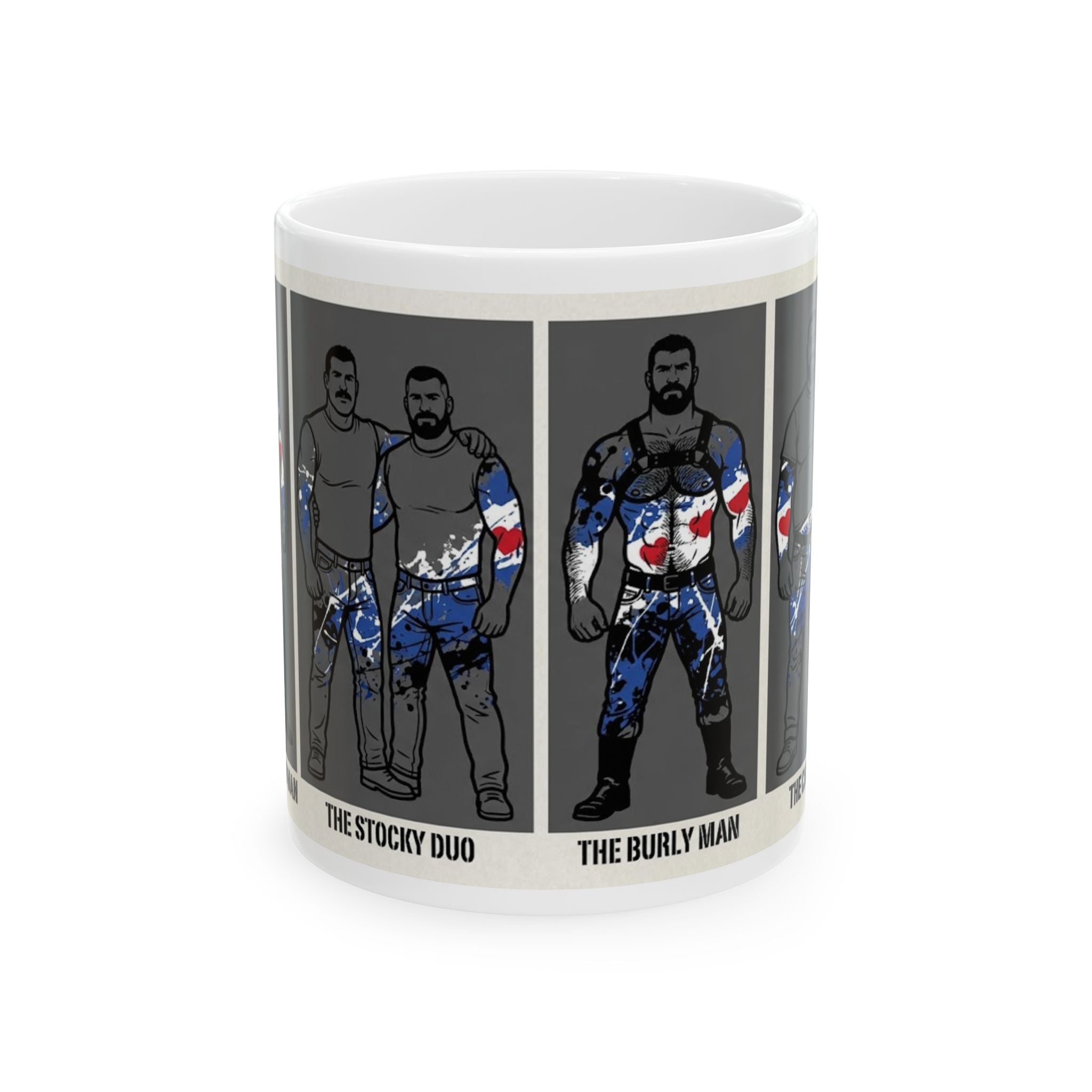 Wrestler Evolution Ceramic Mug — 'The Stocky Duo' & 'The Burly Man' Illustrated Coffee Cup (11oz/15oz)
