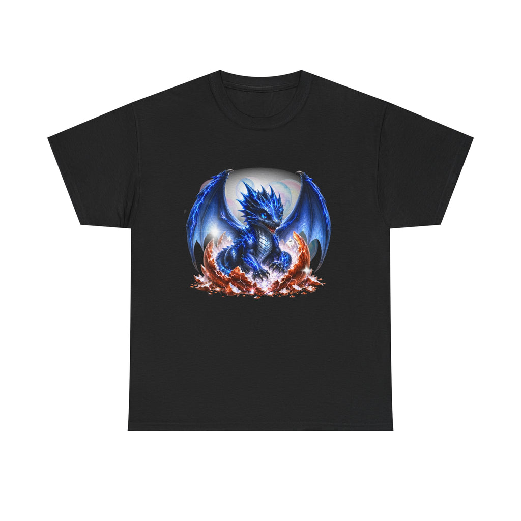 Blue Fire Dragon T-Shirt — Fantasy Dragon Graphic Tee, Blue Dragon. Best Dragon shirt. Blue Baby Dragon.