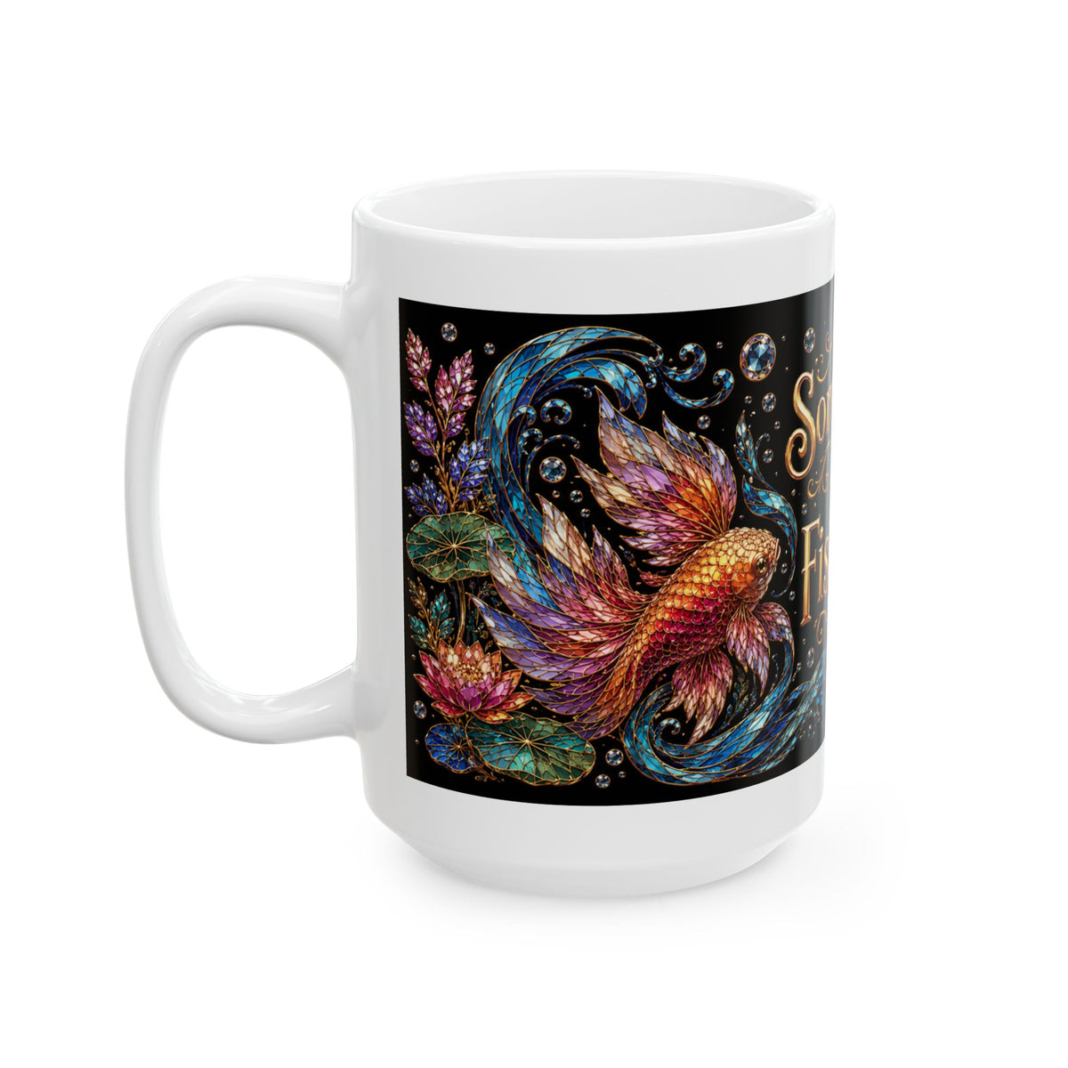 Ceramic Mug — "Sorry I Can't I Have Fish Plans" Colorful Fish Coffee Cup