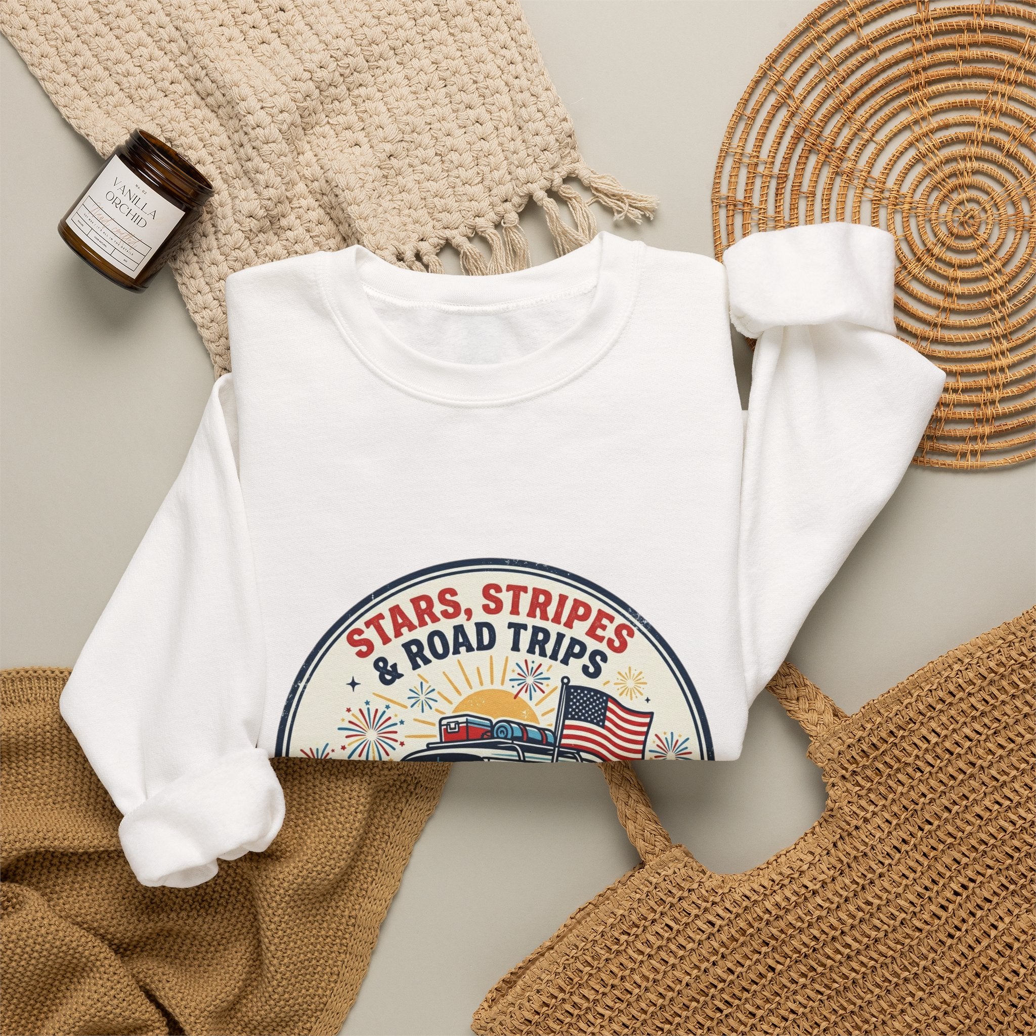 Stars & Stripes Road Trips Sweatshirt | vintage USA, red white blue