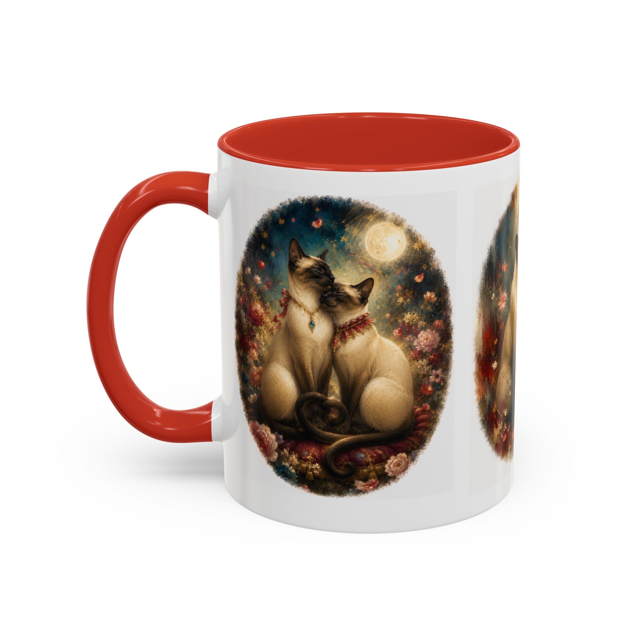 Siamese Cats Coffee Mug — Romantic Moonlit Cat Art Accent Mug (11/15oz)