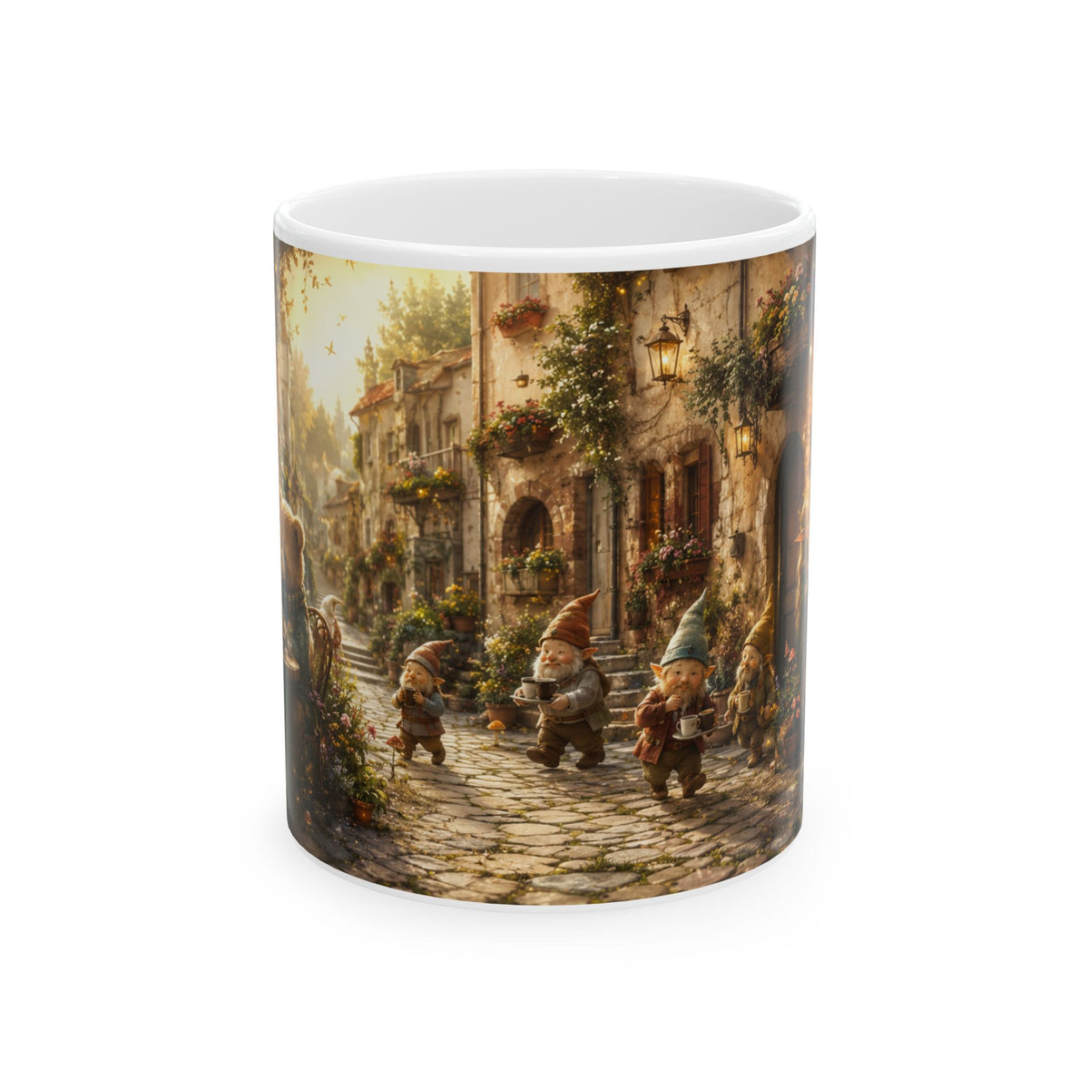 Gnome Village Ceramic Mug — Whimsical Cottagecore 11oz/15oz Coffee Cup