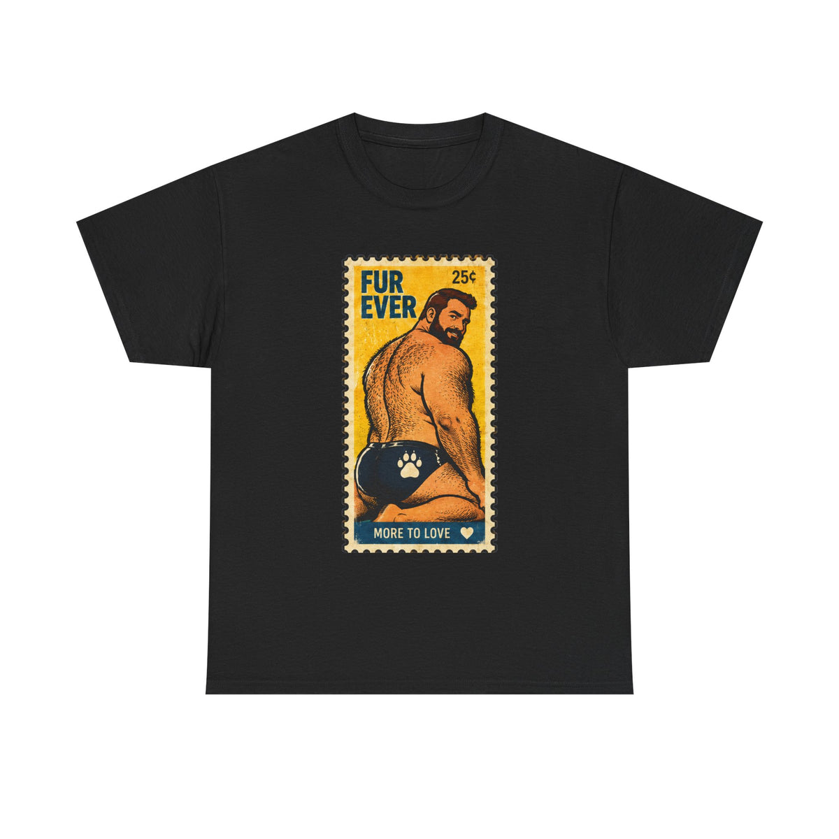 Gay Bear Shirt – Vintage Bear Pride Pin-Up T-Shirt, Retro Postage Stamp Art, LGBTQ Bear Culture Tee, Fur Ever