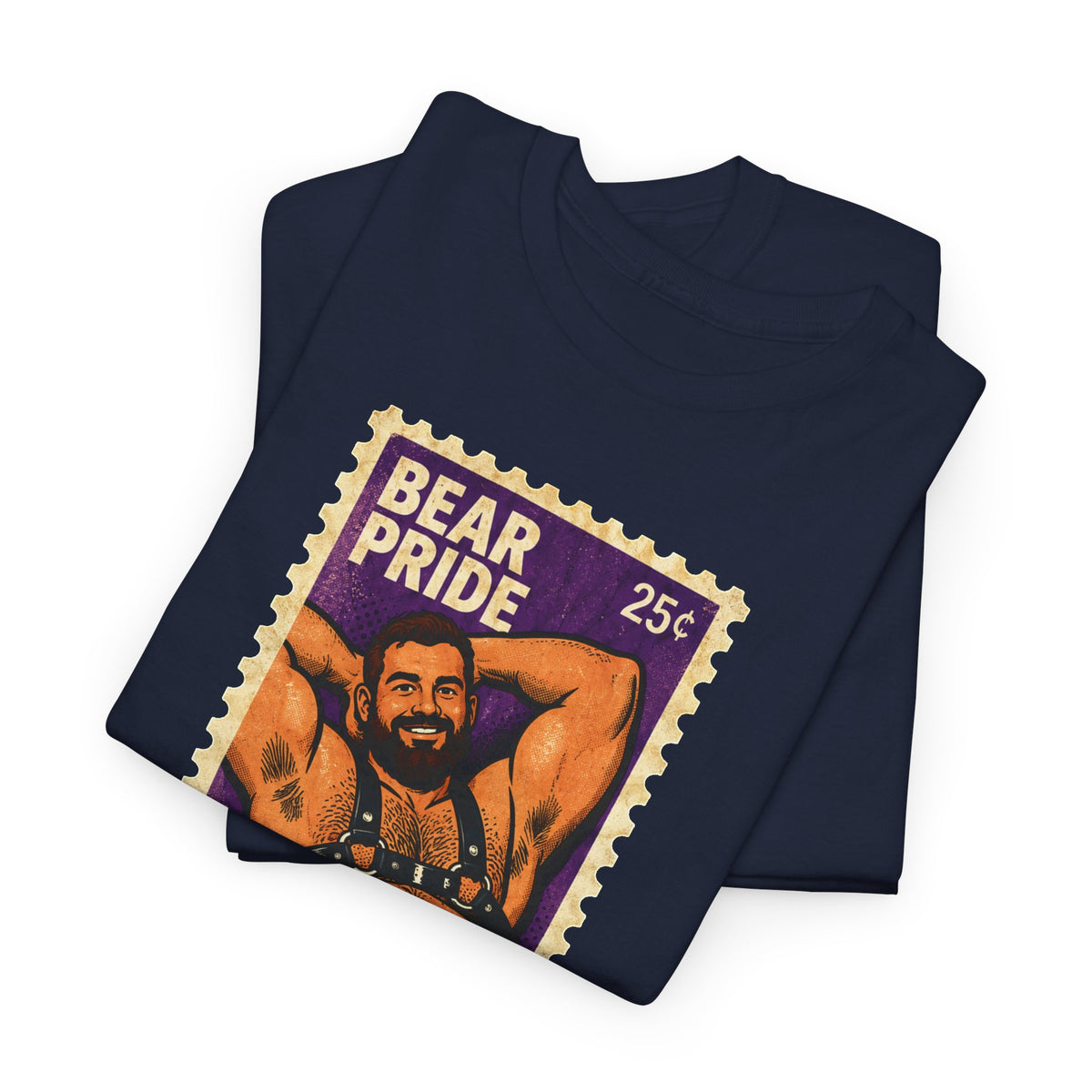 Bear Pride T-Shirt — Retro Stamp Design Gay Bear Shirt – Vintage Bear Pride Pin-Up T-Shirt, Retro Postage Stamp Art, LGBTQ Bear Culture Tee, Fur Ever