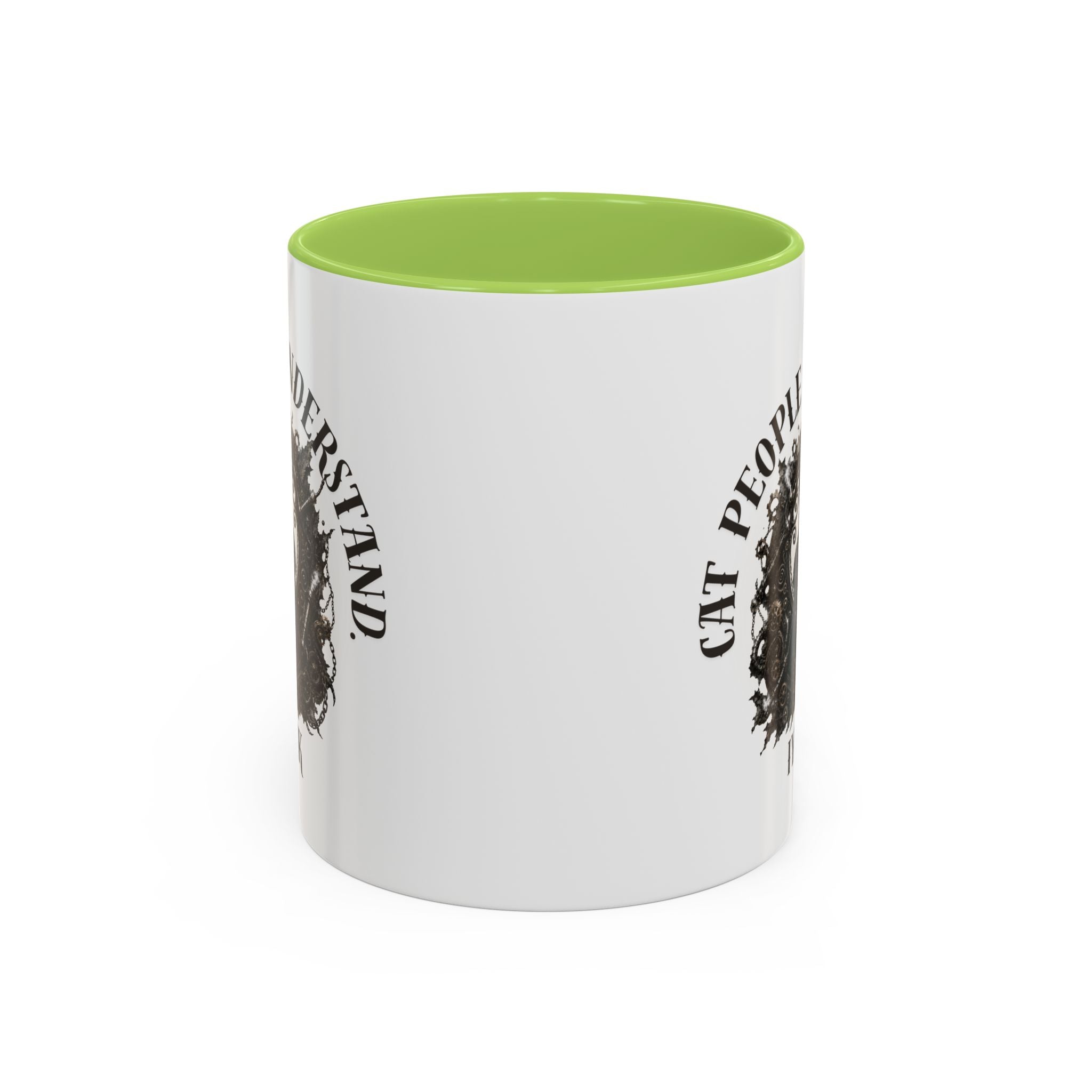 Cat People Understand Accent Mug — 'IYKYK' Black-Trim Coffee Cup. Cat lovers. Cat people. Cat mug.