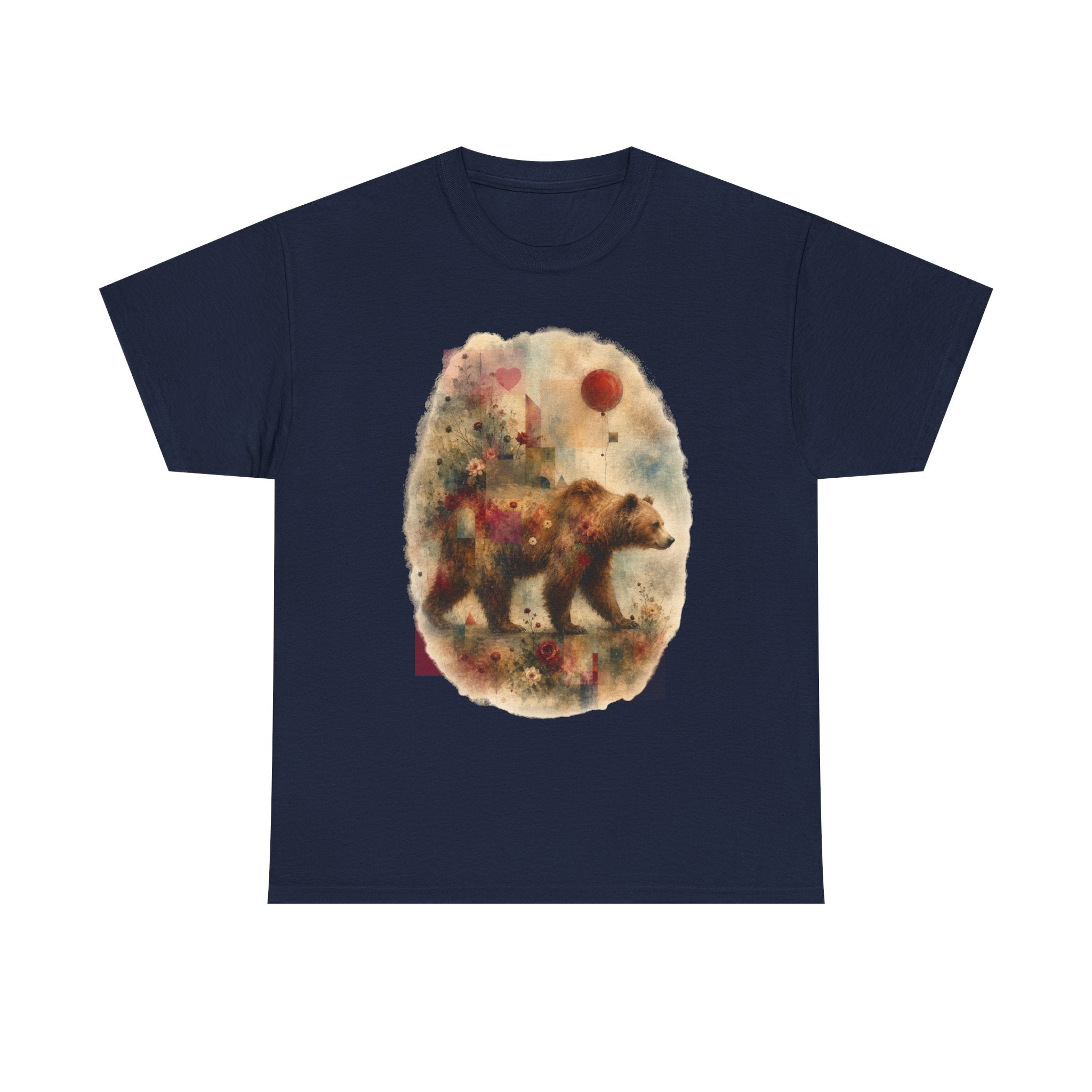 Bear and Balloon T-Shirt — Whimsical Watercolor Forest Bear Graphic Tee