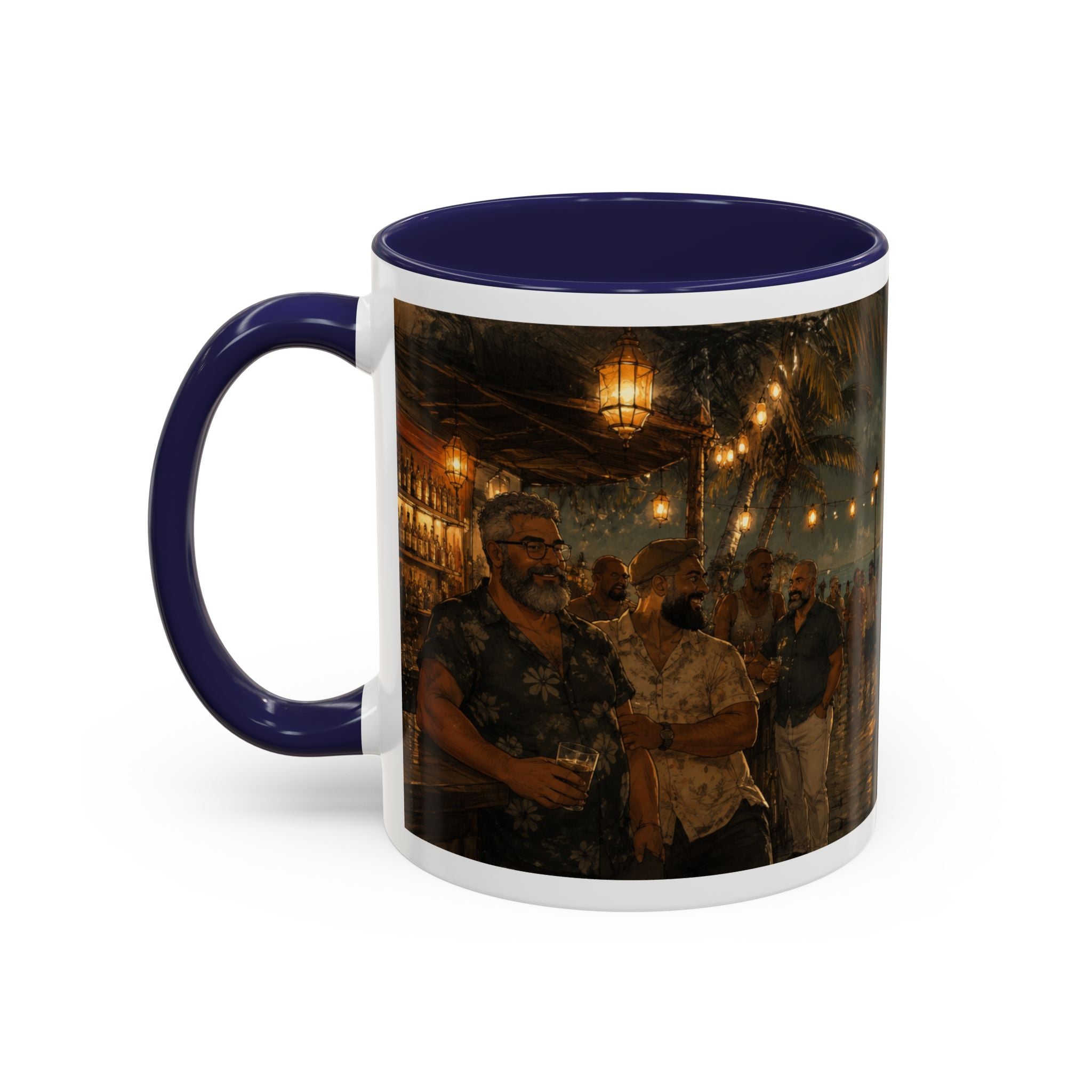 Tropical Night Market Coffee Mug — Moonlit Street Scene Accent Mug (11/15oz) This is a Bear community Bear event coffee Mug.