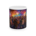 Cosmic Bear Dance Party Ceramic Mug – Colorful Nightclub Scene Coffee Cup (11oz/15oz) Bear Coffee Mug