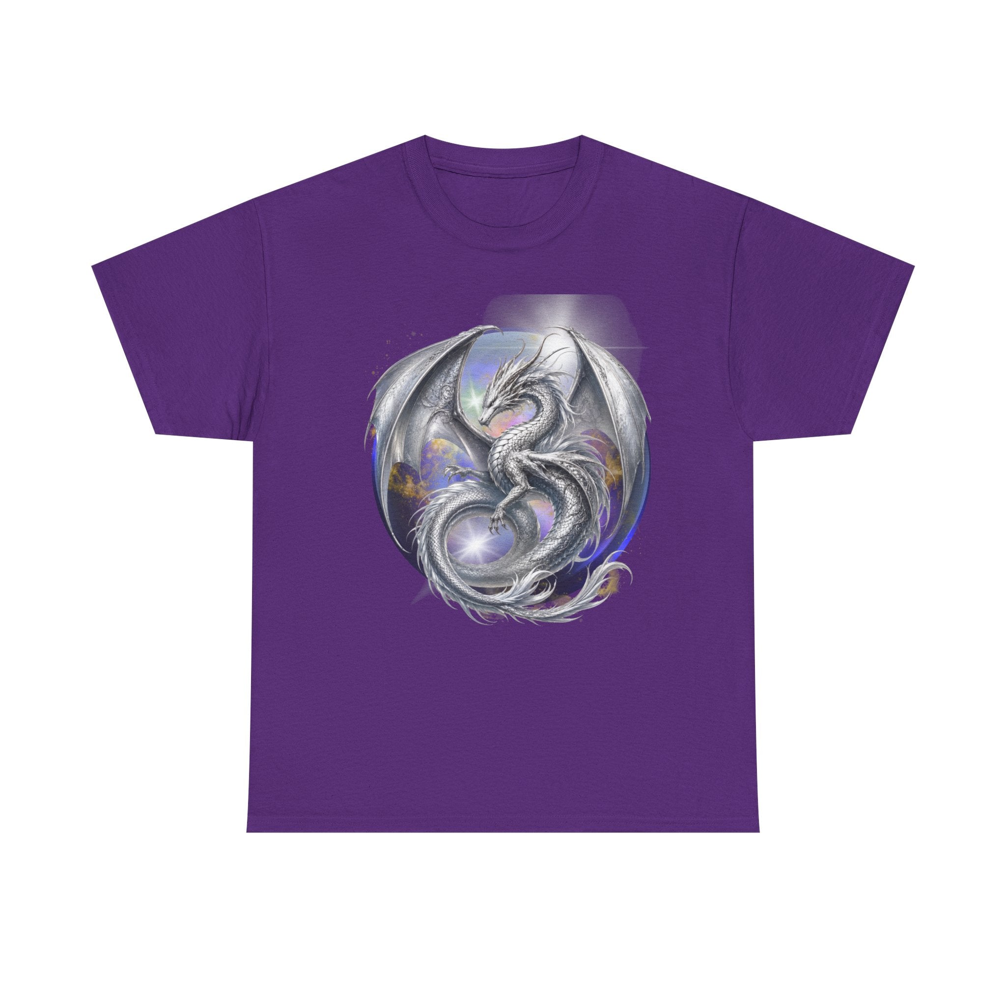 Dragon Circle T-Shirt — Mystic Silver Fantasy Dragon Graphic Tee Silver dragon. Majestic dragon. The best dragon t-shirt.