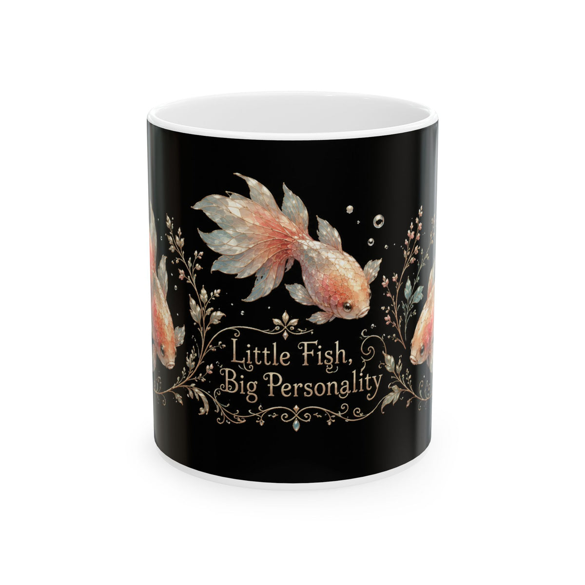 Goldfish Mug — "Little Fish, Big Personality" Ceramic Coffee Cup (11oz & 15oz)