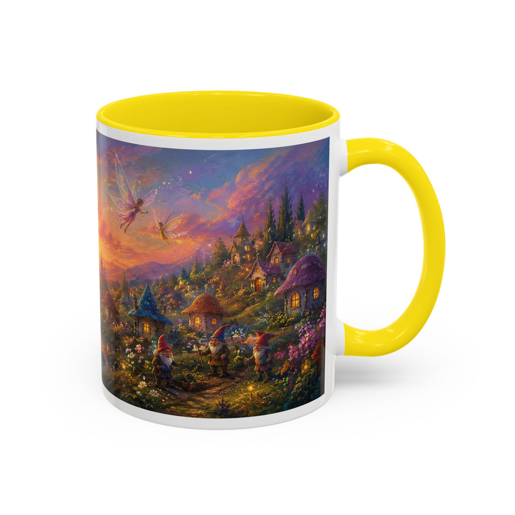 Fantasy Sunset Coffee Mug — Whimsical Village Sunrise Art Accent Mug (11/15oz)