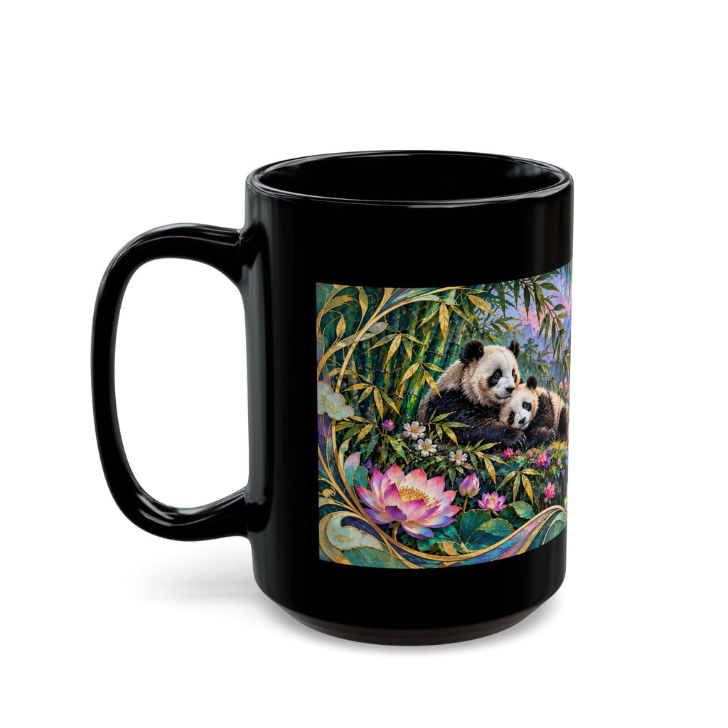 Panda Mug – Asian-Inspired Art Nouveau Panda Bear Coffee Cup, Bamboo Nature Gift
