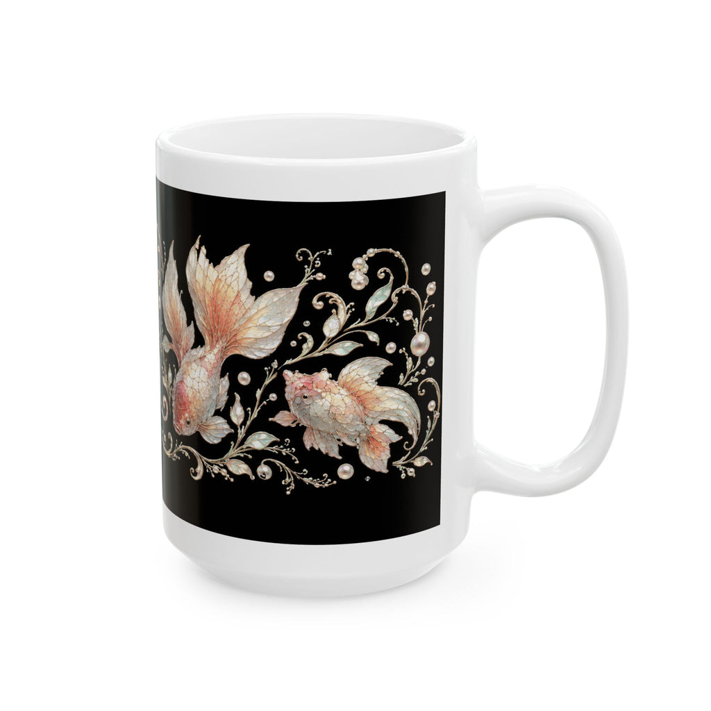 Be a Goldfish Ceramic Mug — Inspirational Coffee Cup with Goldfish Illustration